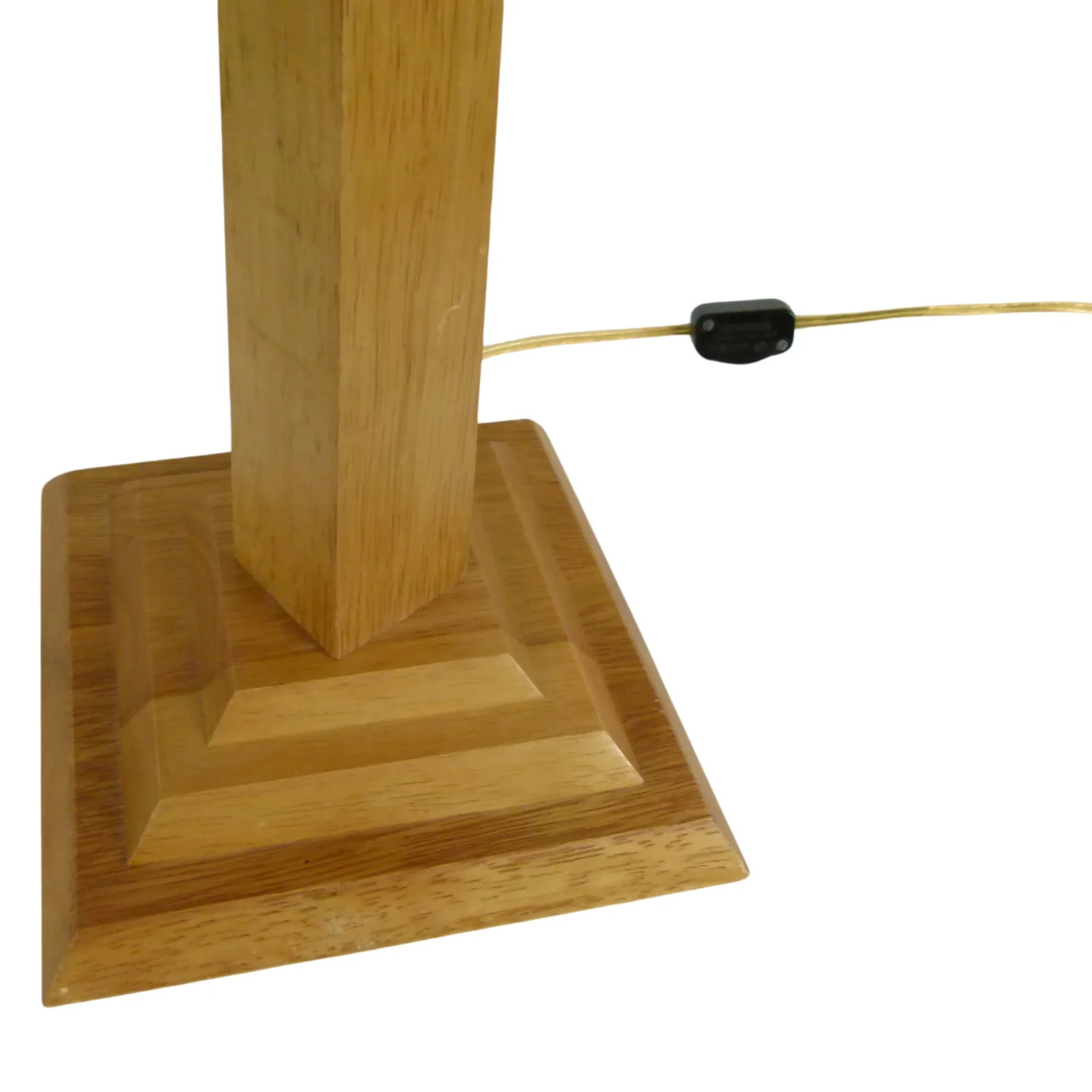 1990s Handcrafted Modern Fir Wood Table Lamp With Tiered Base Shade Included - 6