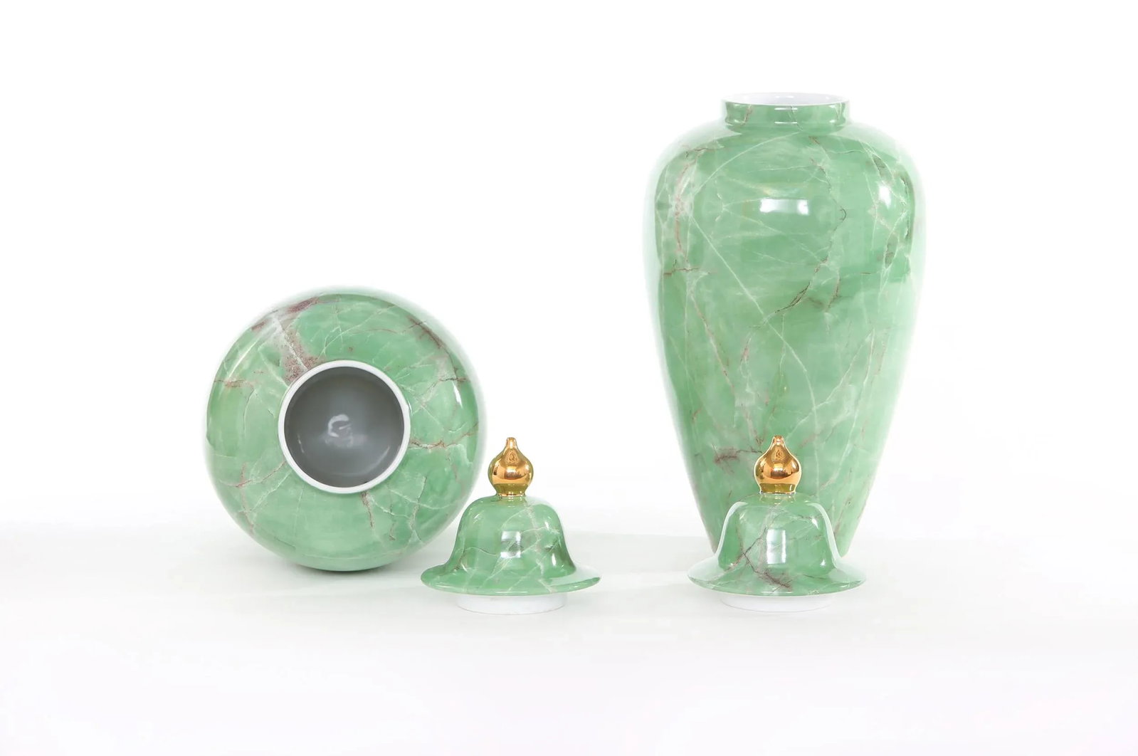 Mid Century Modern English Porcelain Covered Urns - 3