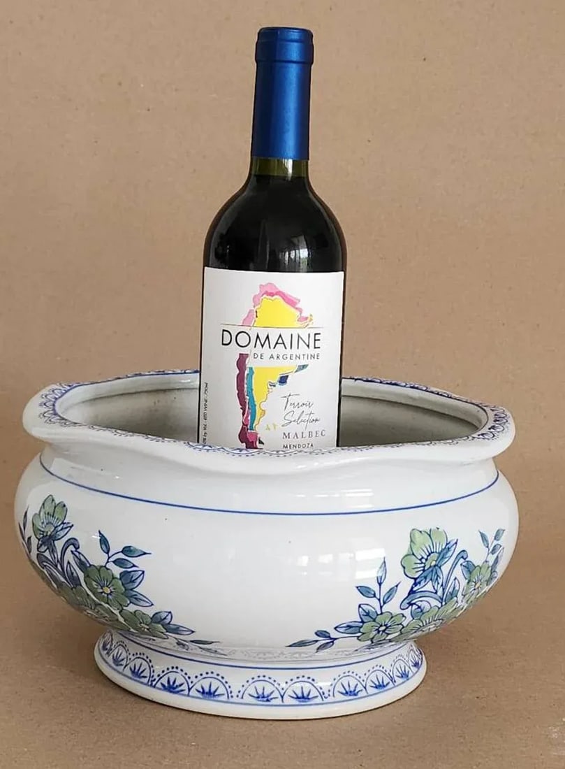 1980s Hand Painted Ceramic Low Planter - 2