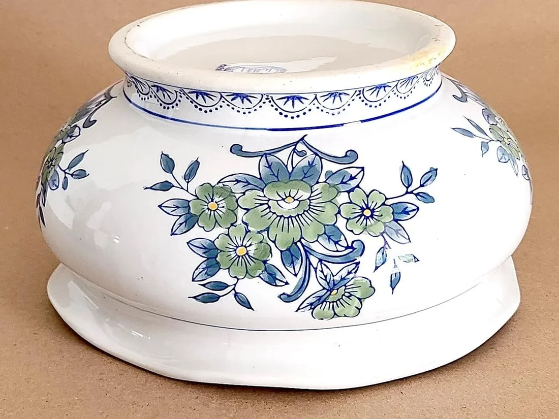 1980s Hand Painted Ceramic Low Planter - 4