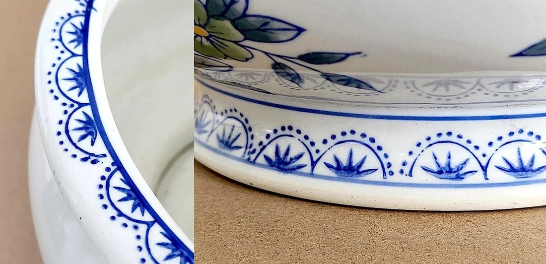 1980s Hand Painted Ceramic Low Planter - 6