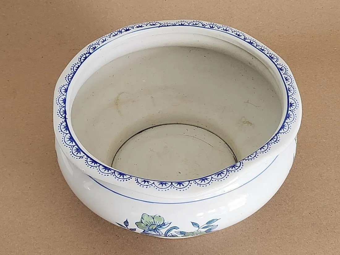 1980s Hand Painted Ceramic Low Planter - 7