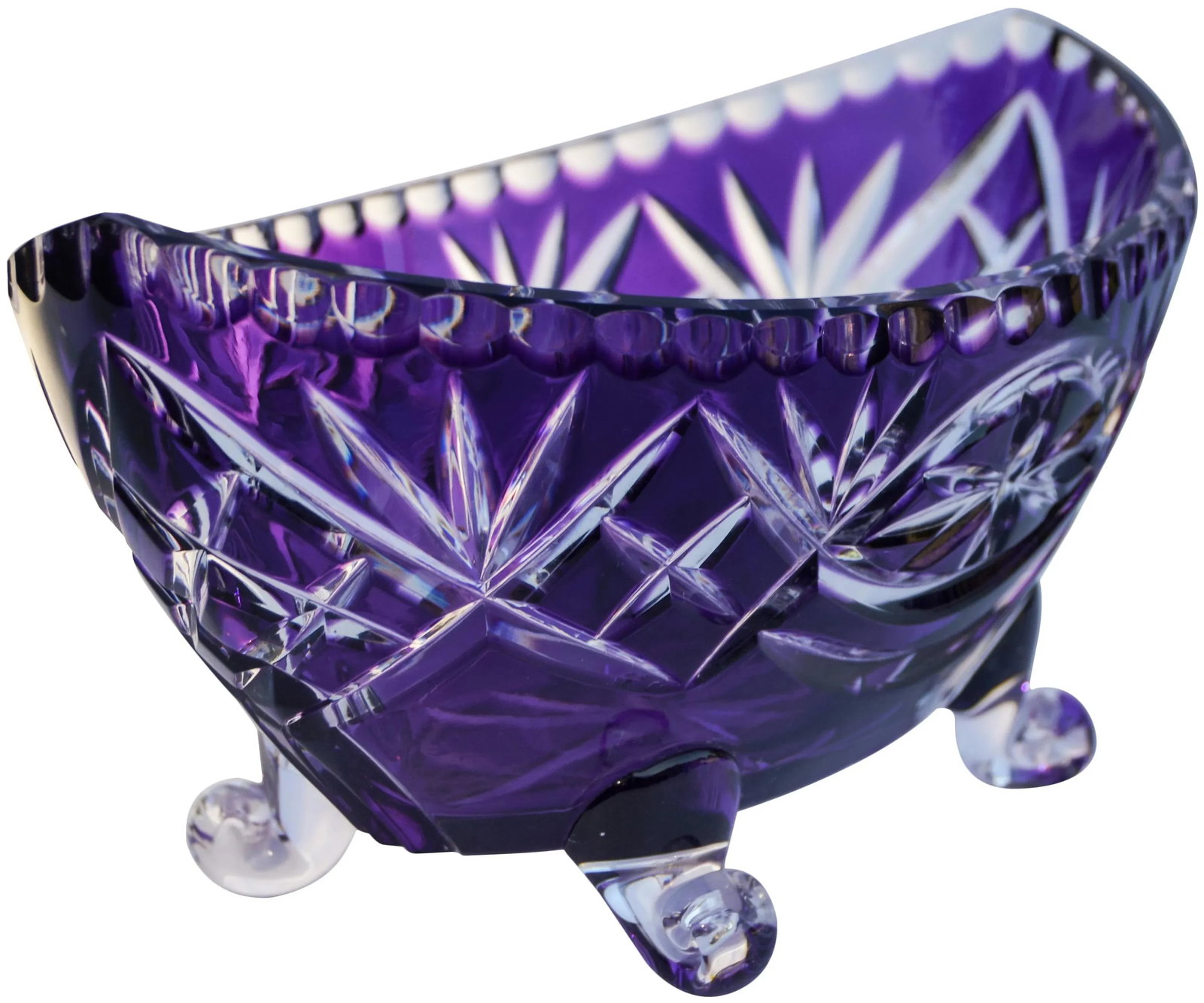 Amethyst Purple Crystal-Cut Footed Bowl - 2