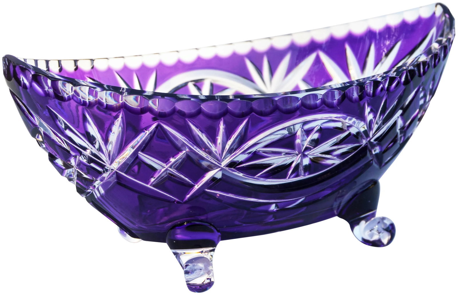 Amethyst Purple Crystal-Cut Footed Bowl - 3