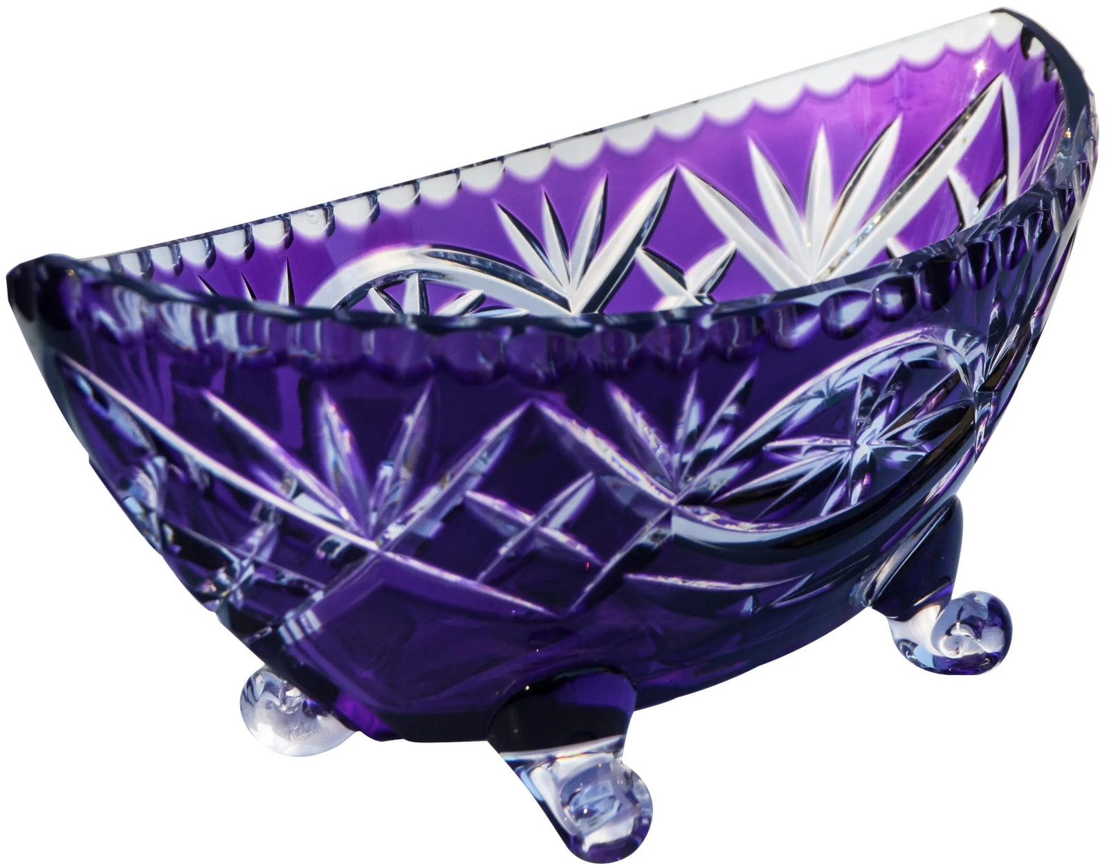 Amethyst Purple Crystal-Cut Footed Bowl - 4