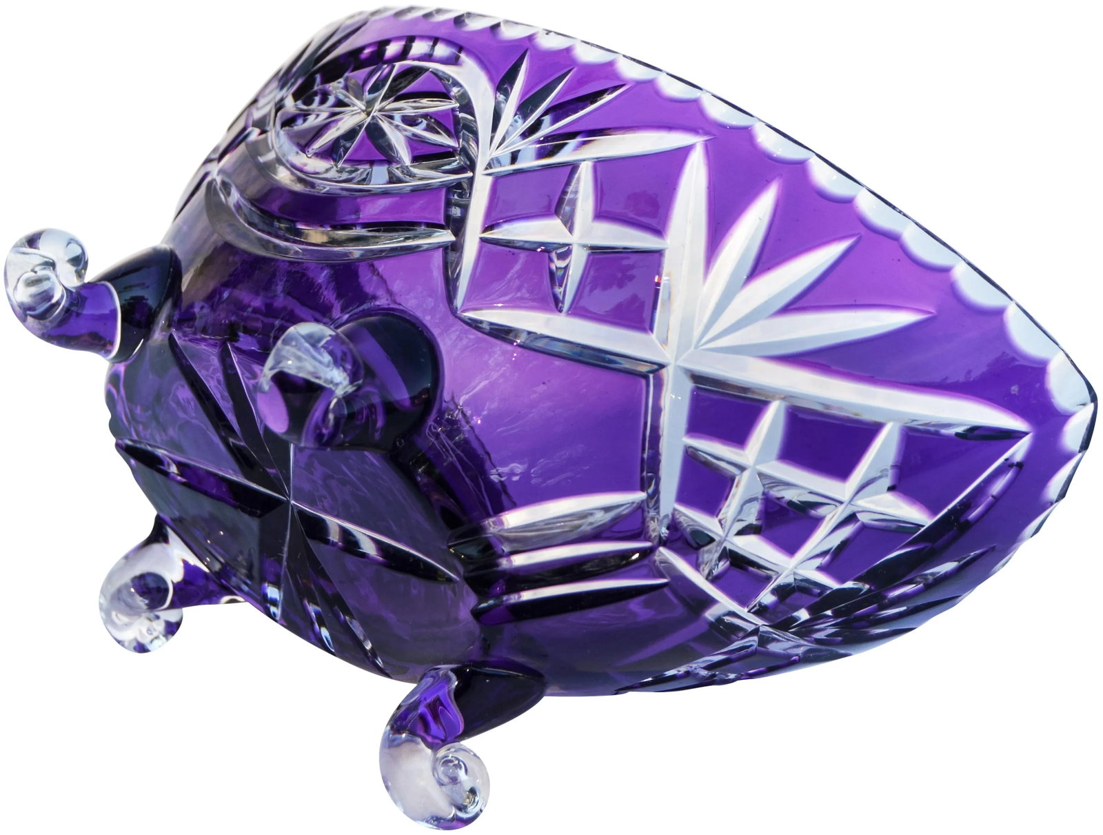 Amethyst Purple Crystal-Cut Footed Bowl - 5