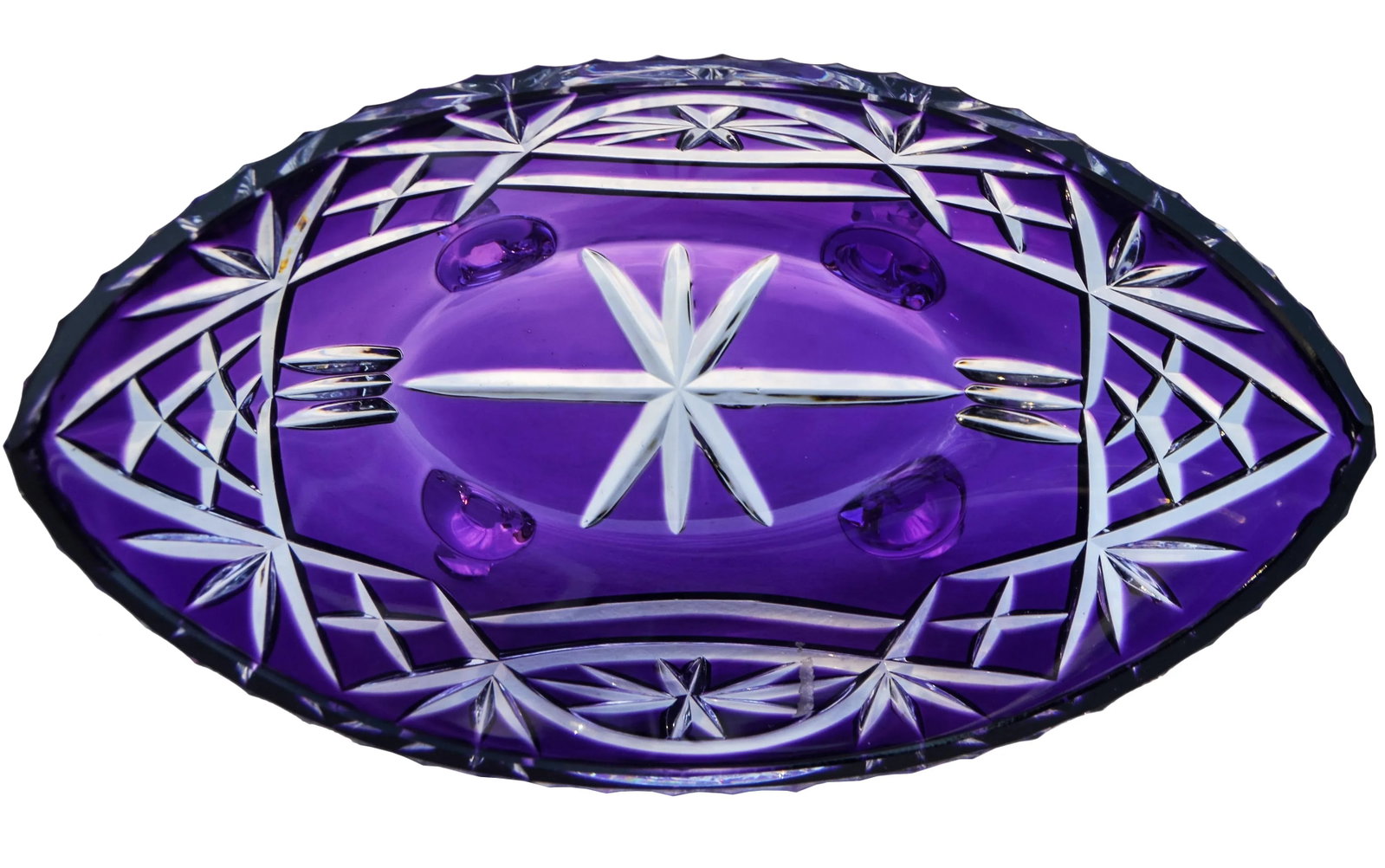 Amethyst Purple Crystal-Cut Footed Bowl - 6