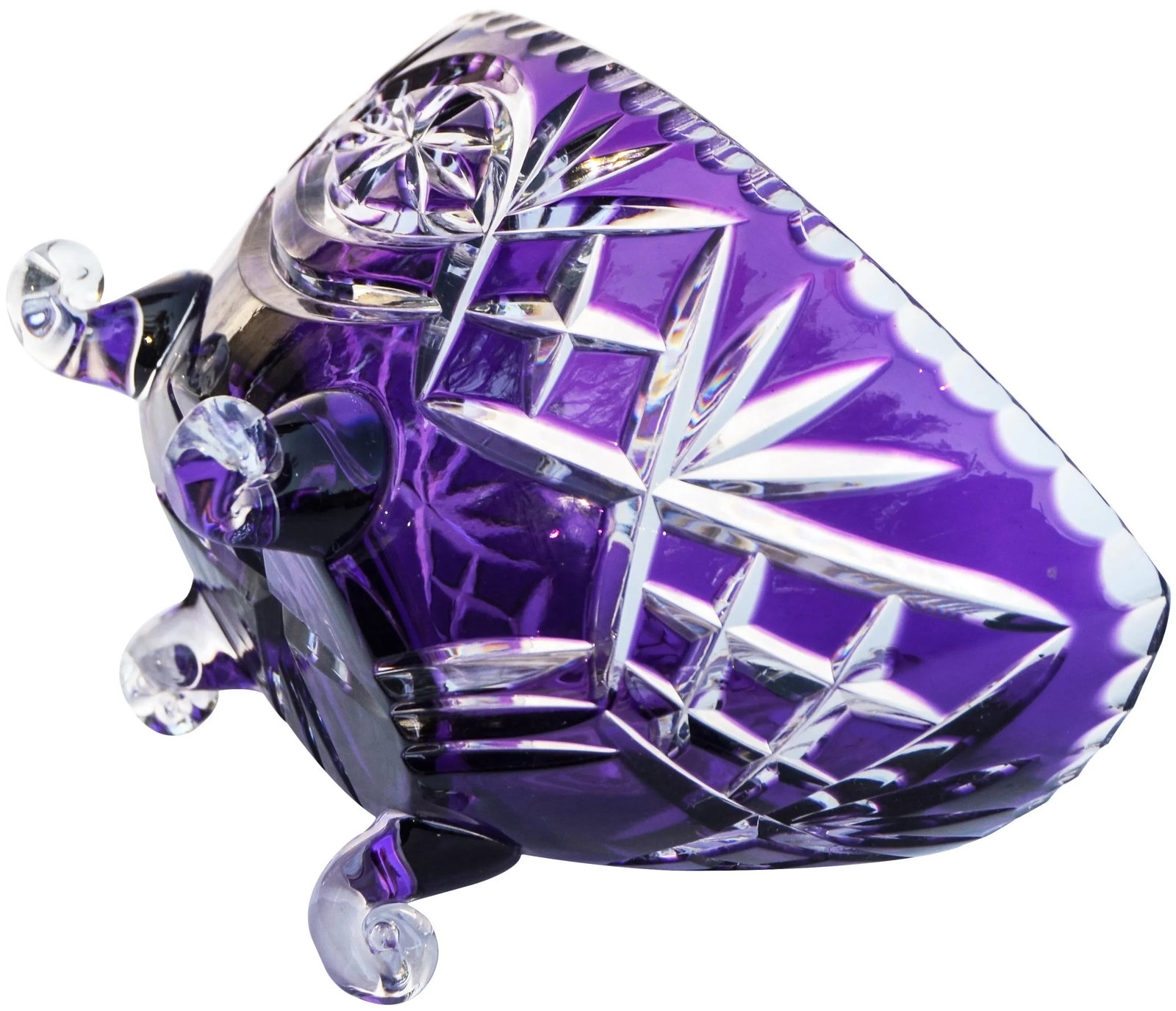 Amethyst Purple Crystal-Cut Footed Bowl - 7