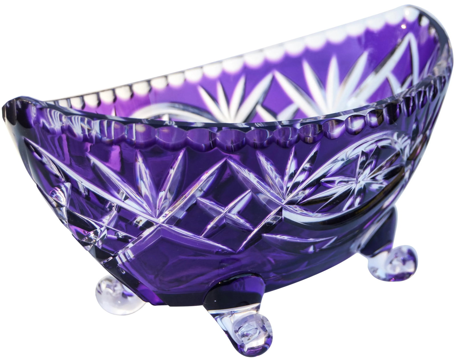 Amethyst Purple Crystal-Cut Footed Bowl - 8