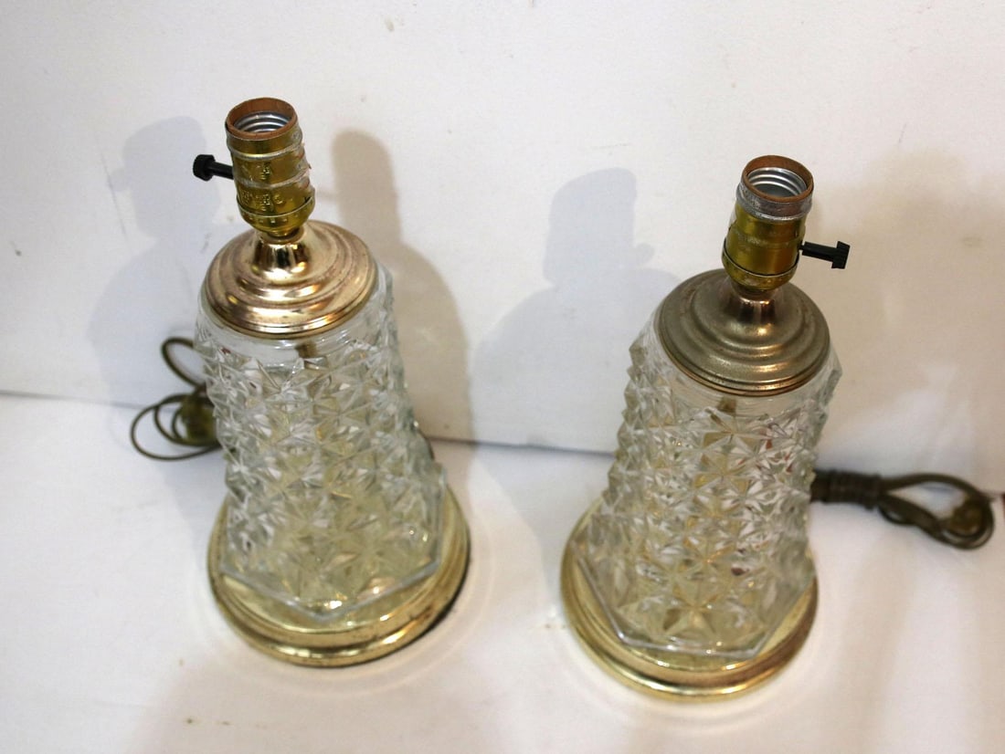 Diamond Cut Waterford Style Crystal Table Lamps - Pair - 4
