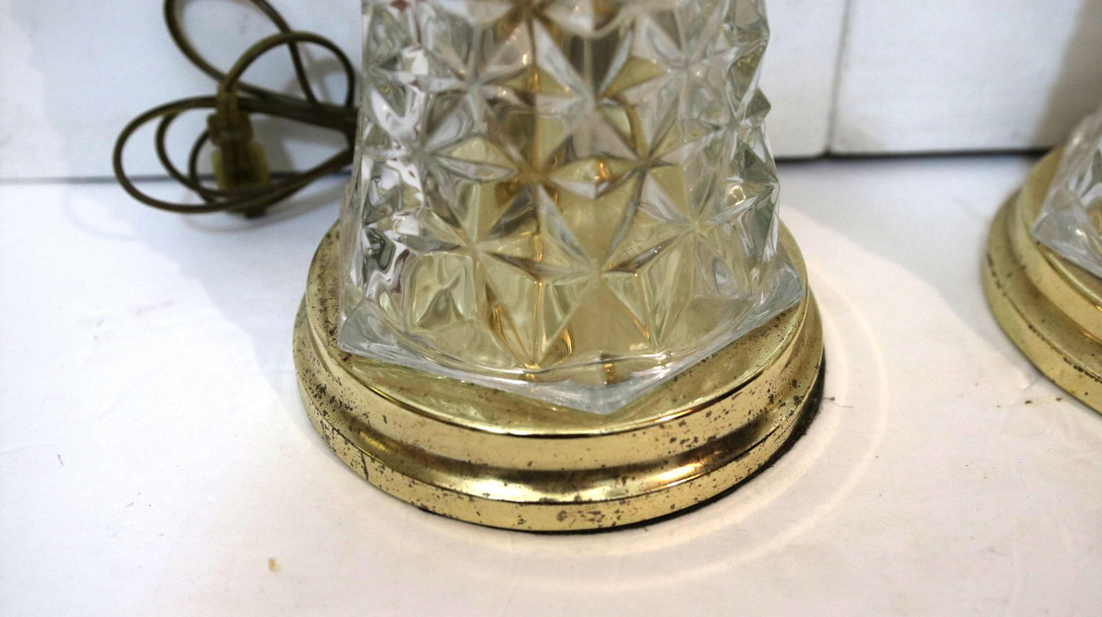 Diamond Cut Waterford Style Crystal Table Lamps - Pair - 5