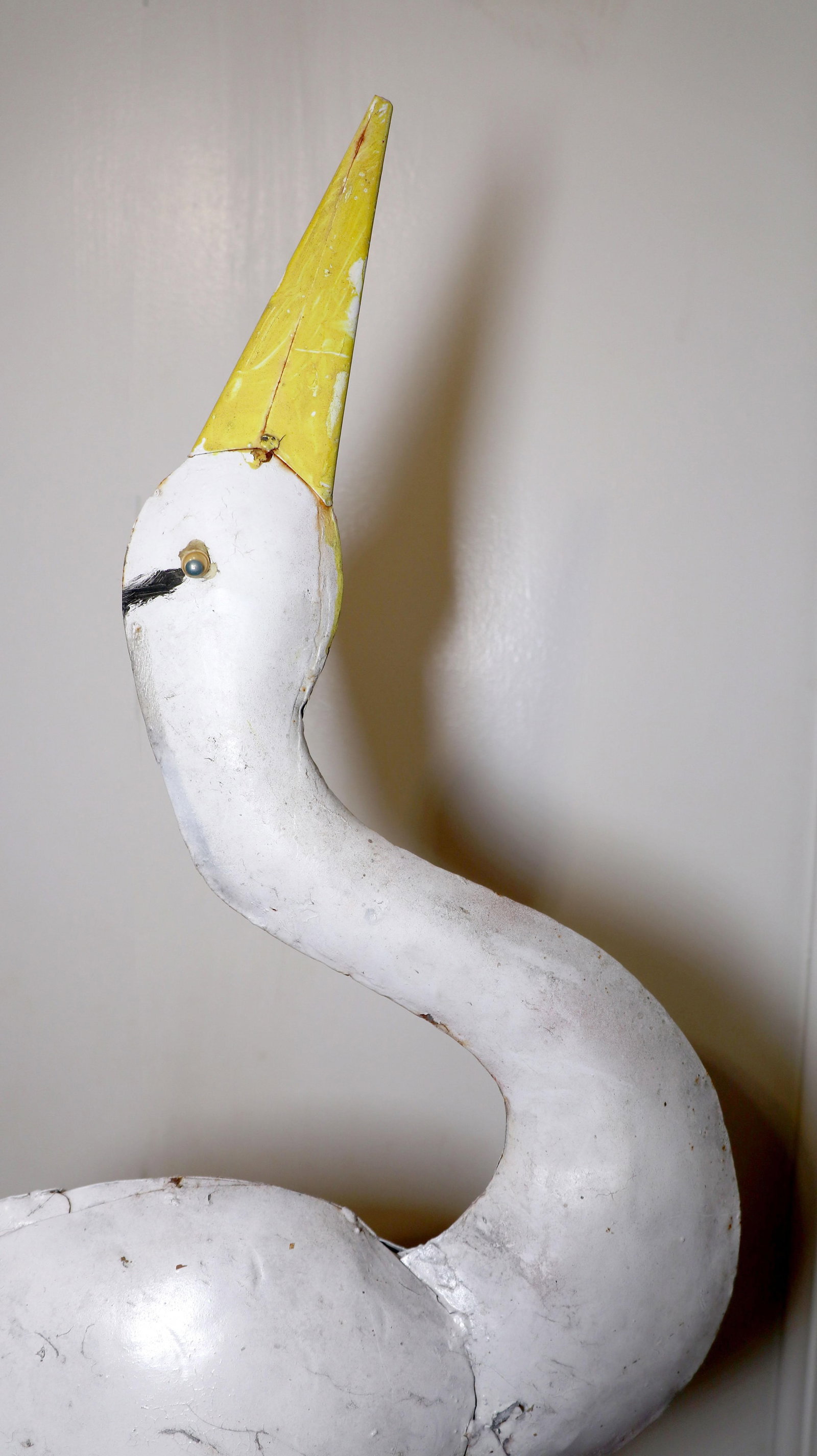 Vintage Mid-Century Mod Iron Heron White Coastal Egret Yard Statue - 5
