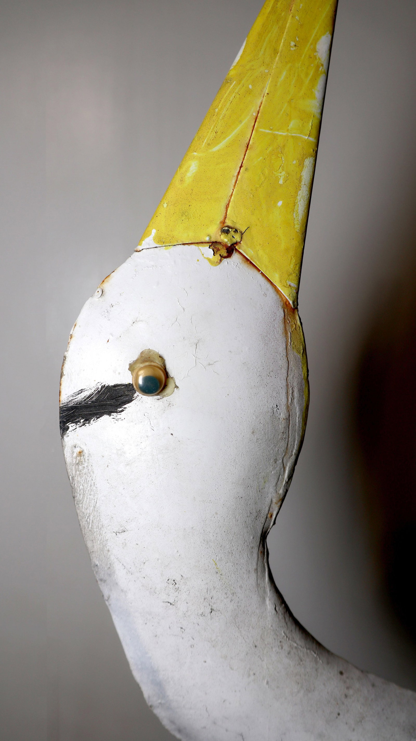 Vintage Mid-Century Mod Iron Heron White Coastal Egret Yard Statue - 7
