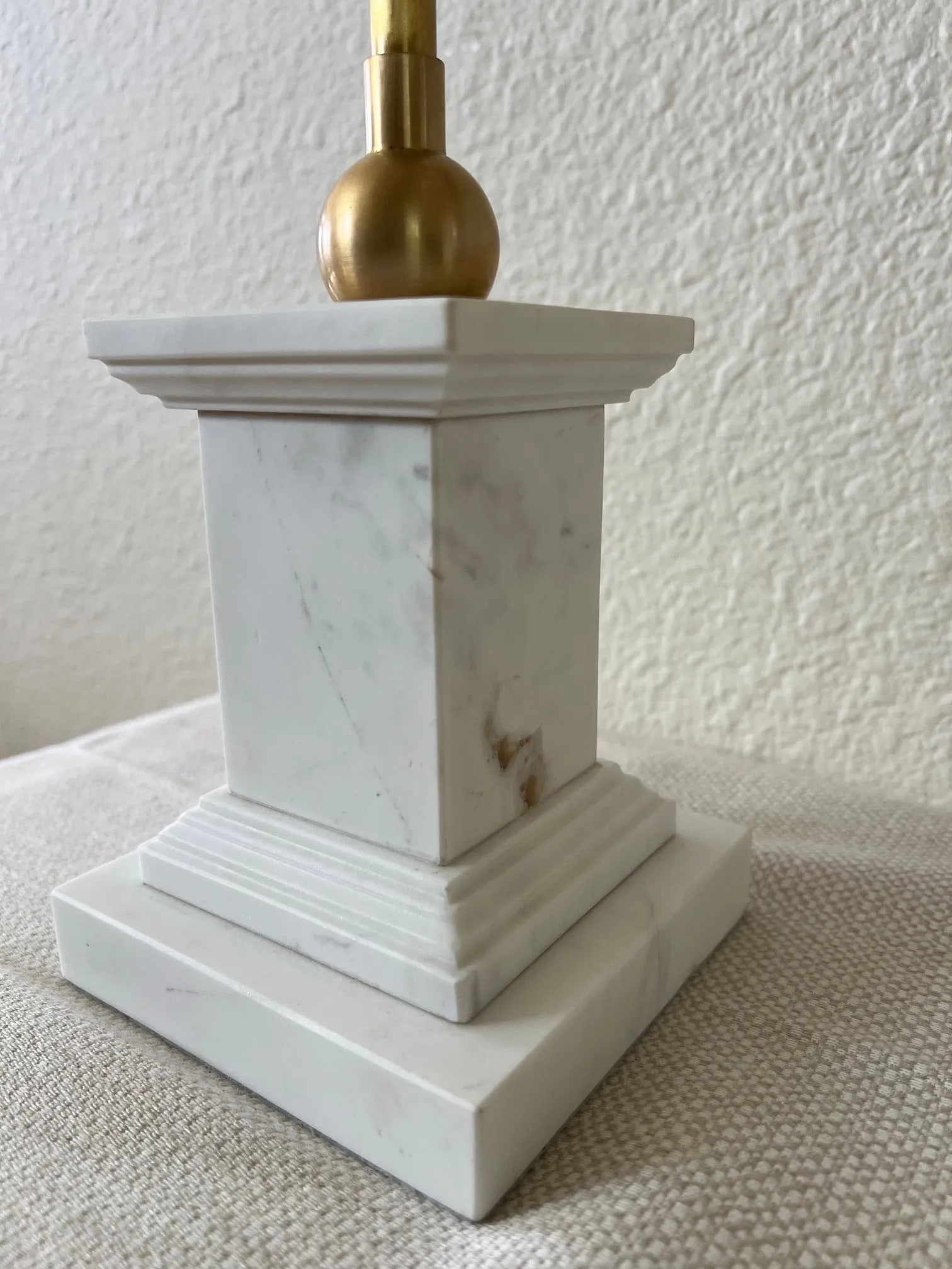 Thomas O'Brien Visual Comfort Brett Buffet Lamps, White Marble, Hand Rubbed Brass - Set of 2 - 8