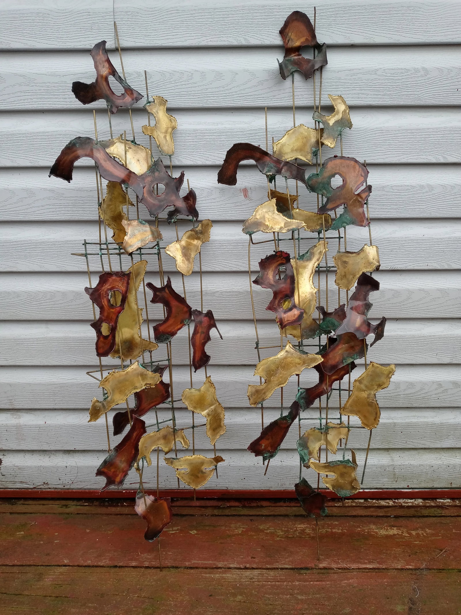 Vintage C. Jere Style Brutalist Wall Sculptures - Pair - 7