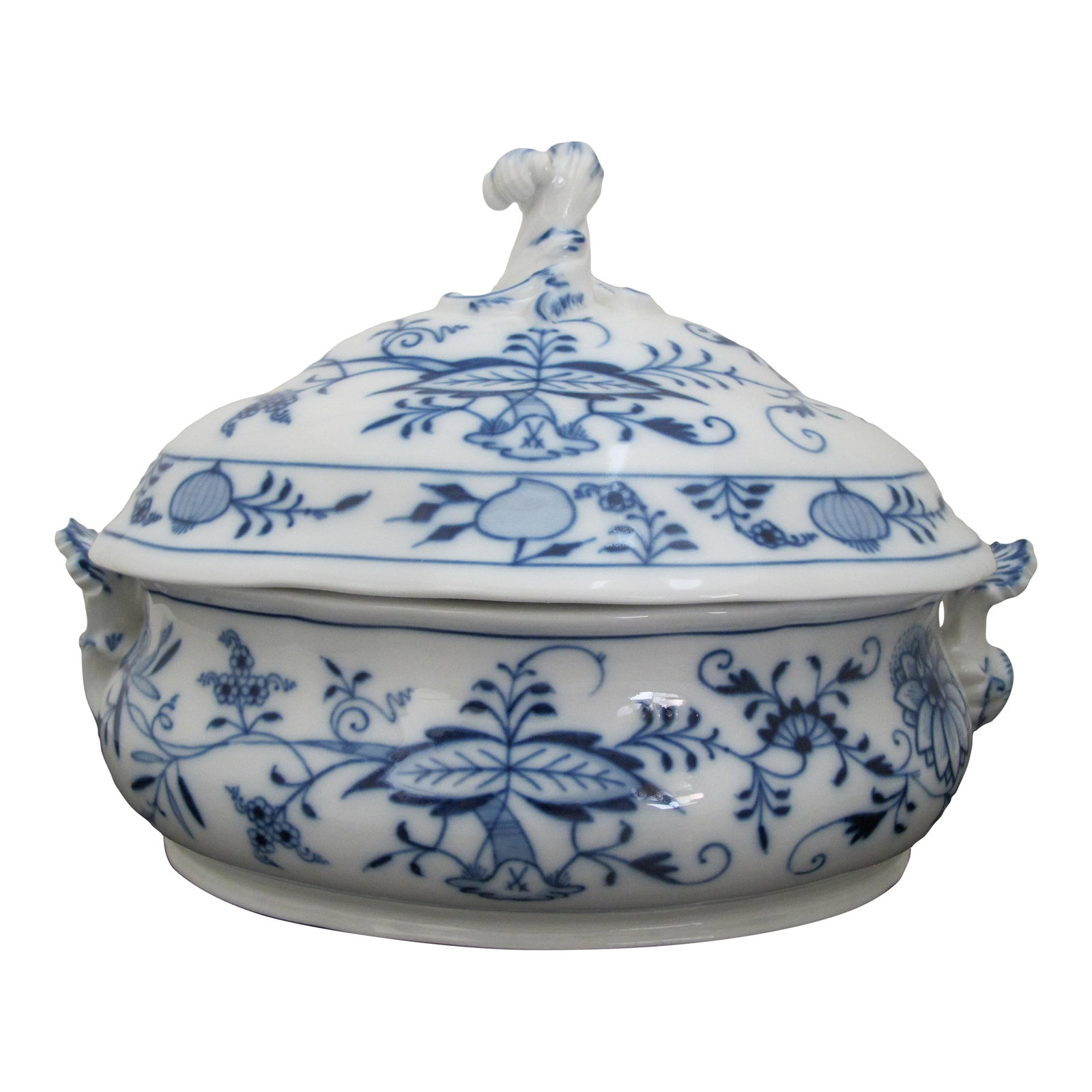 Antique Meissen Blue Onion 11" Porcelain Oval Soup Tureen Serving Dish With Lid (1 of 12)