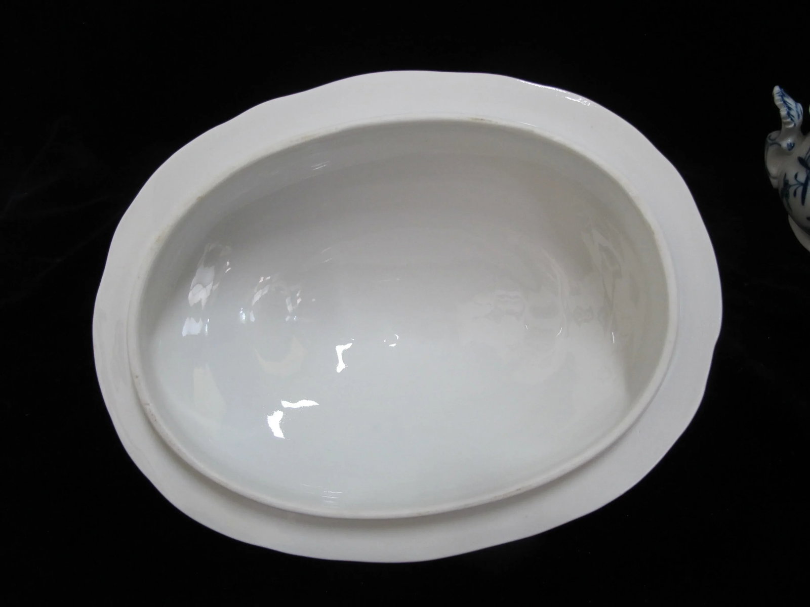 Antique Meissen Blue Onion 11" Porcelain Oval Soup Tureen Serving Dish With Lid - 2