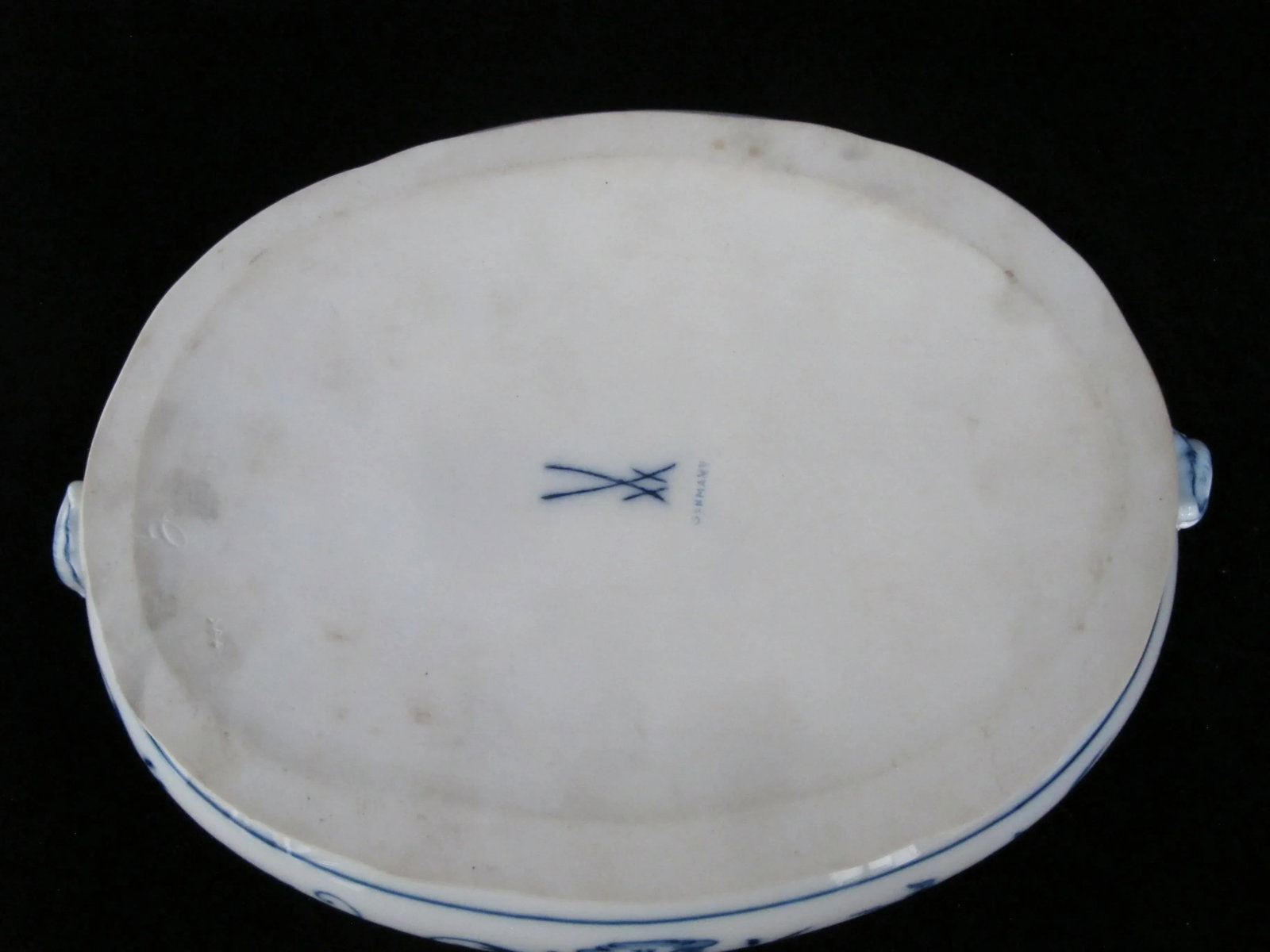 Antique Meissen Blue Onion 11" Porcelain Oval Soup Tureen Serving Dish With Lid - 7