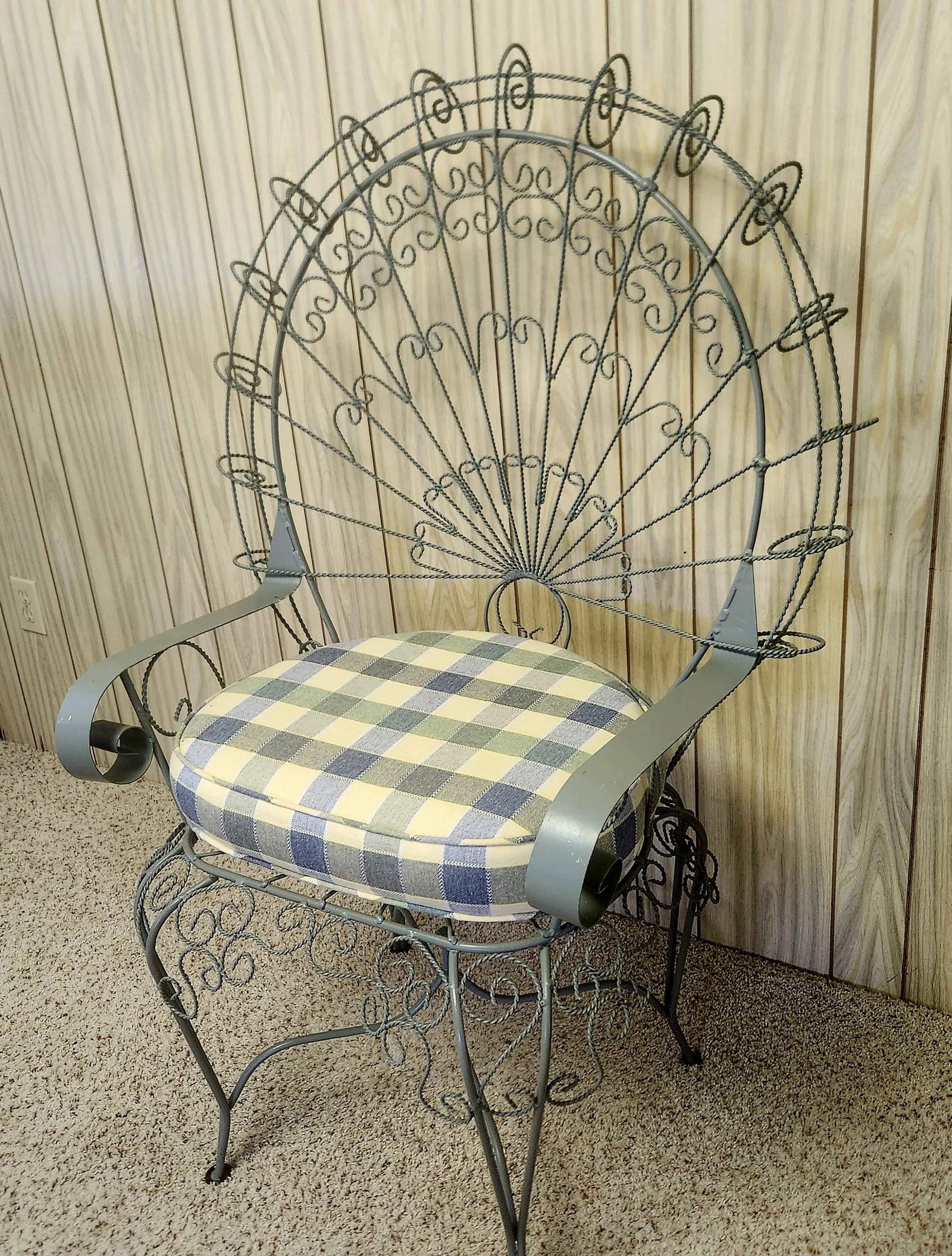 Vintage Salterini Peacock Ornate Iron Patio Chair, Attributed - 2