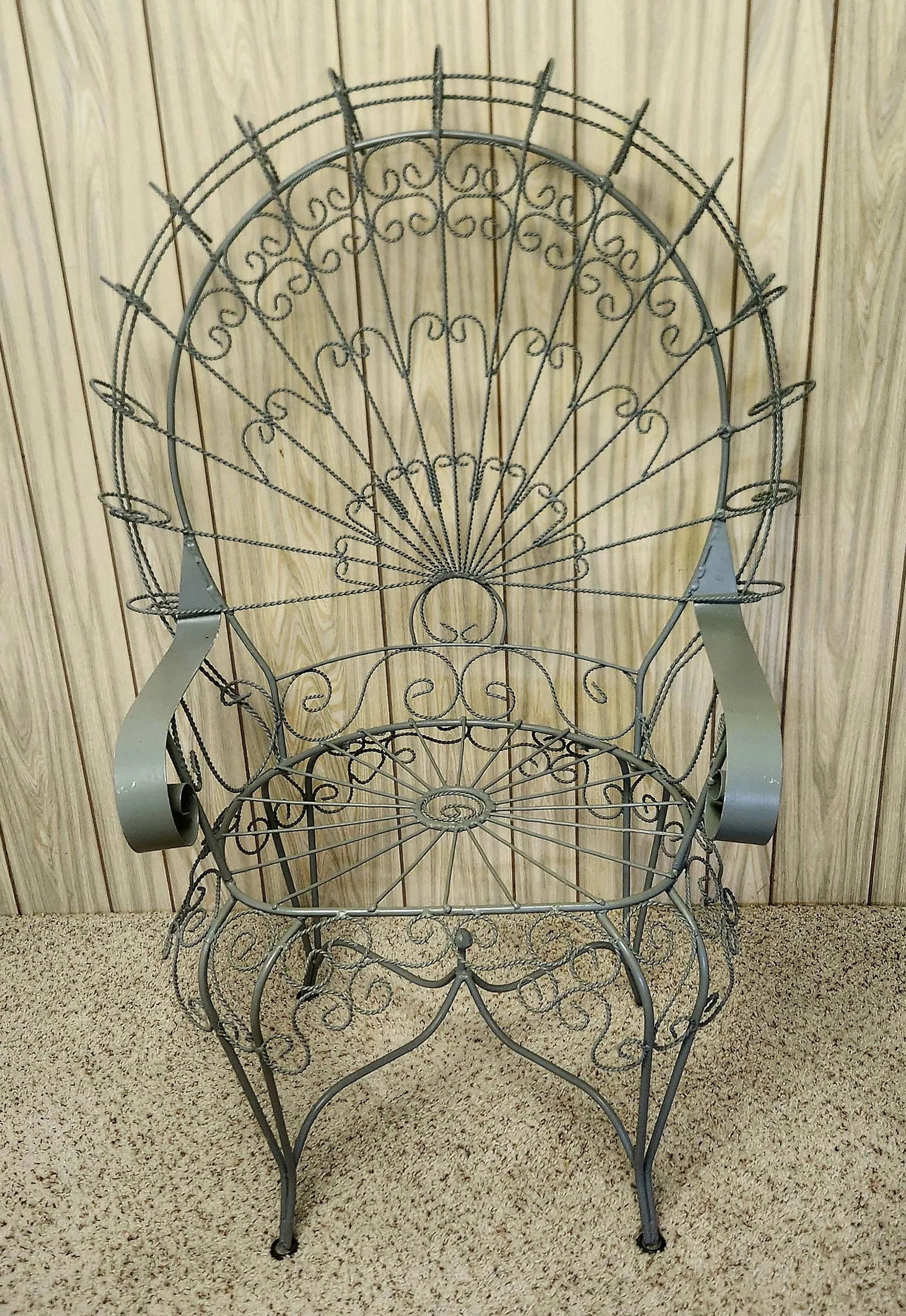 Vintage Salterini Peacock Ornate Iron Patio Chair, Attributed - 6