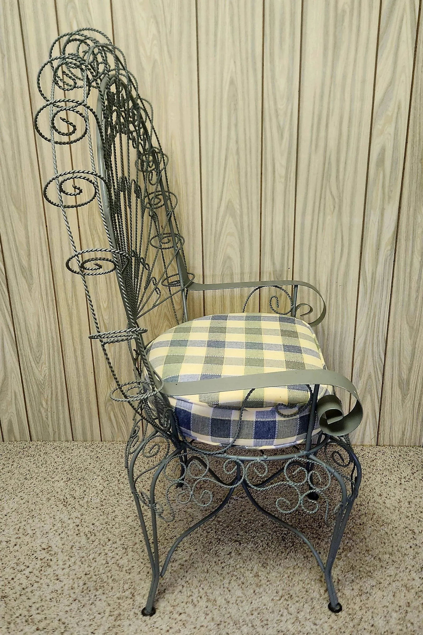 Vintage Salterini Peacock Ornate Iron Patio Chair, Attributed - 8