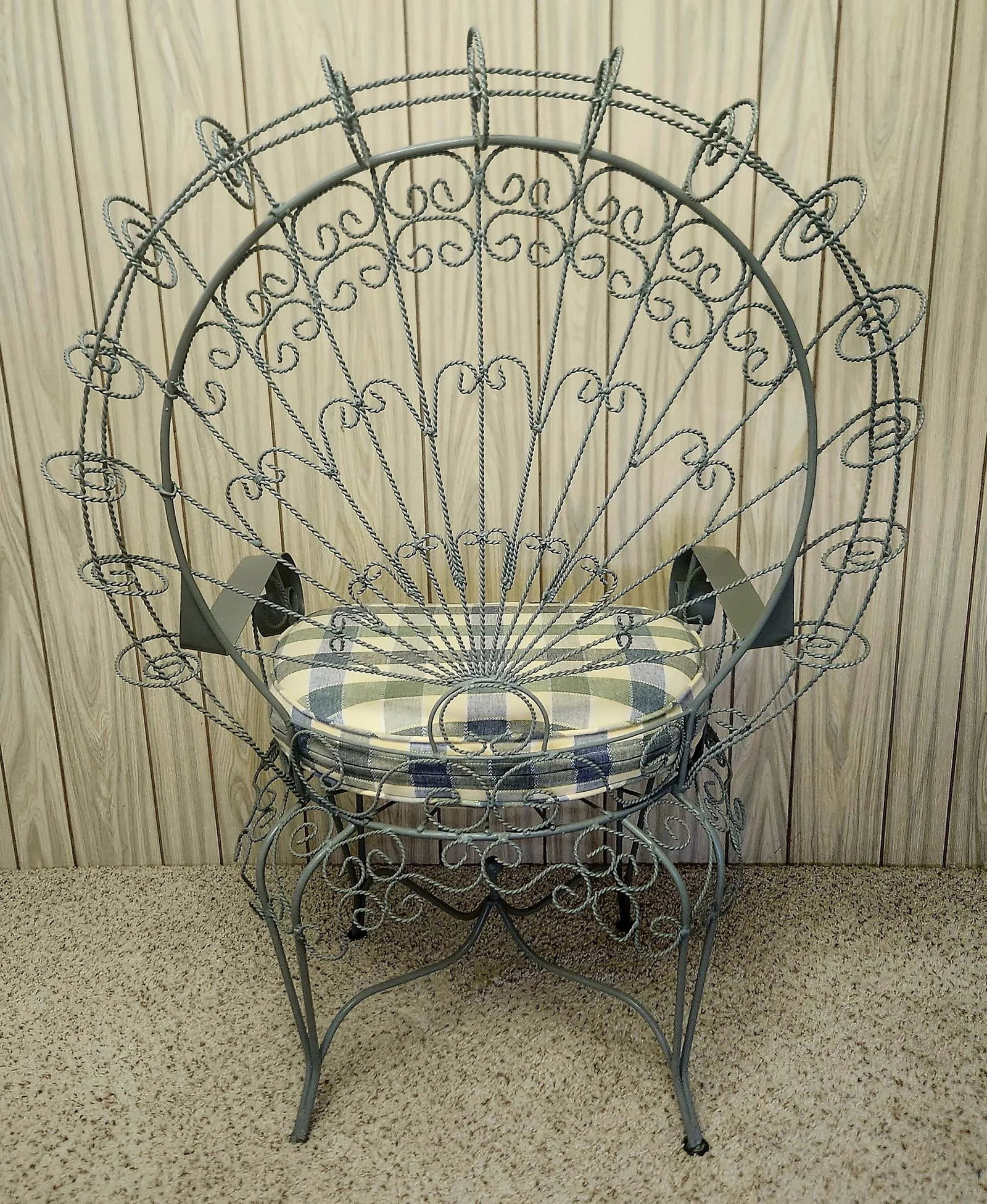 Vintage Salterini Peacock Ornate Iron Patio Chair, Attributed - 9