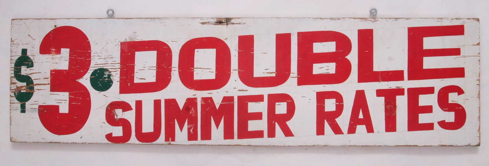 Vintage $3 Double Summer Rates Sign - 7