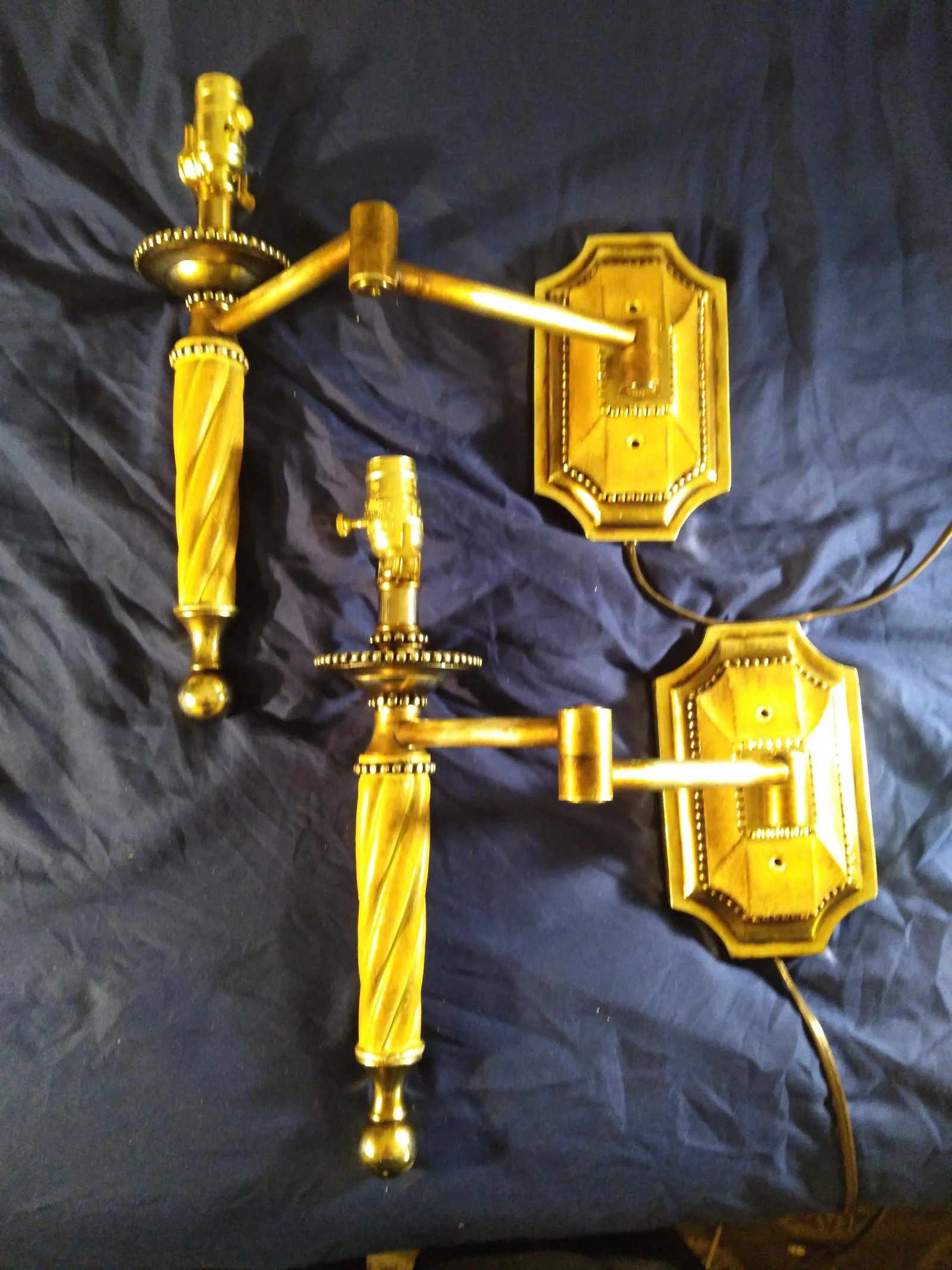 1970s Hollywood Regency Swing Arm Wall Sconces - a Pair - 13