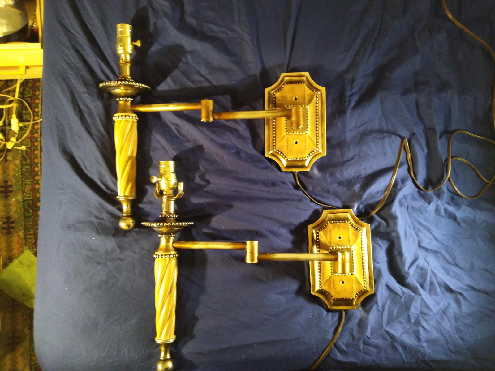1970s Hollywood Regency Swing Arm Wall Sconces - a Pair - 2