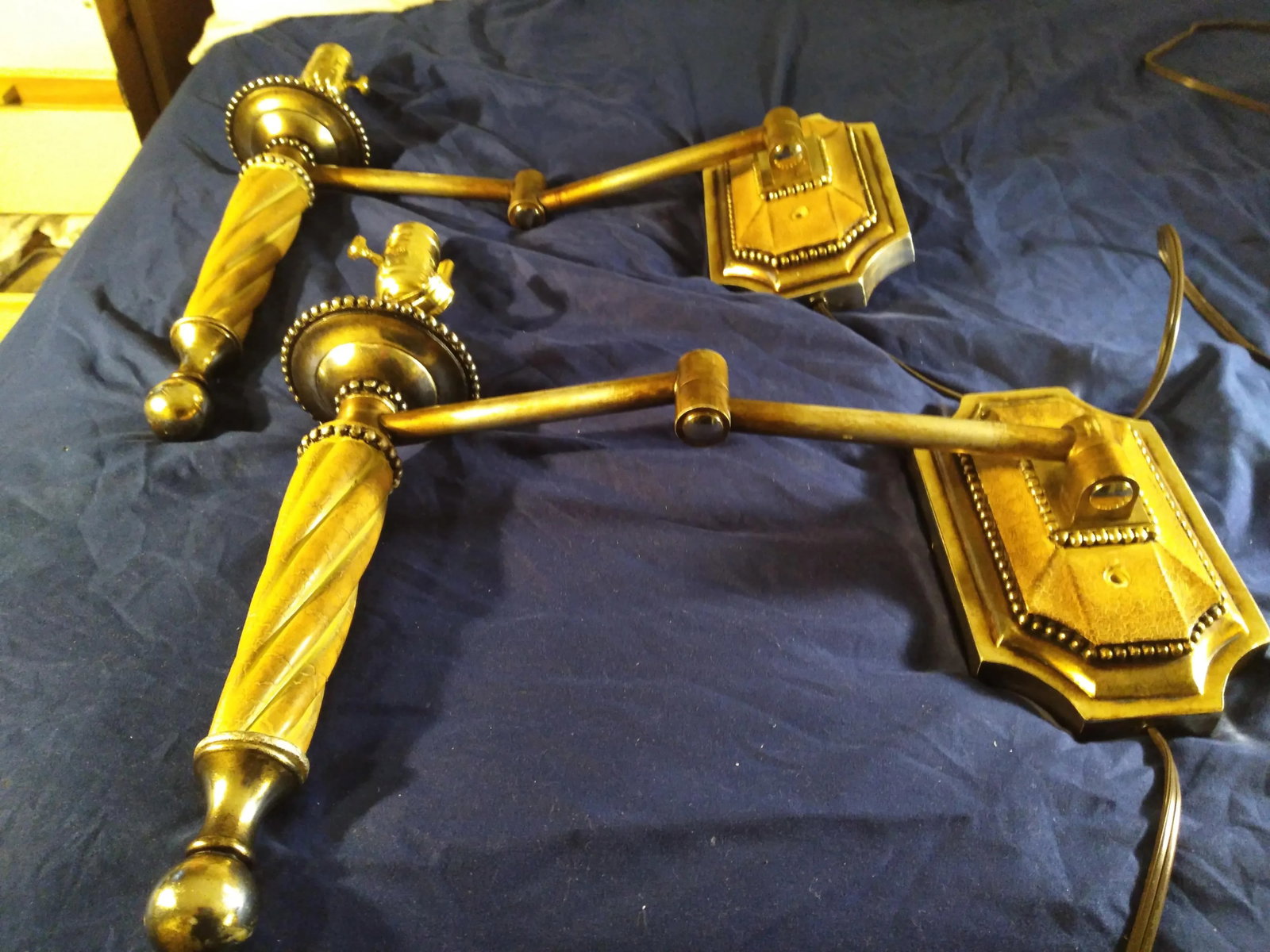 1970s Hollywood Regency Swing Arm Wall Sconces - a Pair - 4