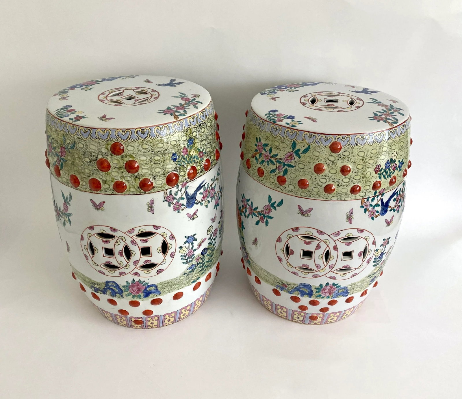 Chinese Famille Rose Garden Seat Circa 1900 - A Pair - 2