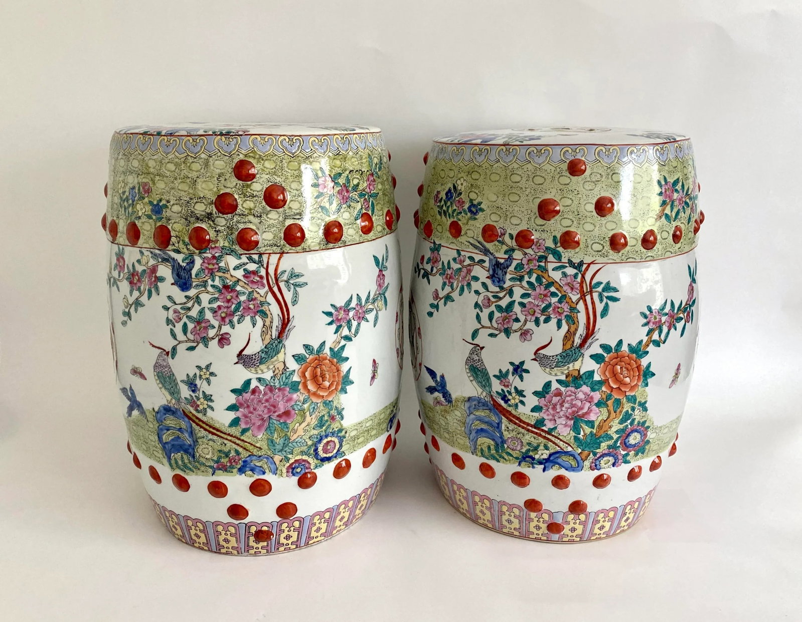 Chinese Famille Rose Garden Seat Circa 1900 - A Pair - 3