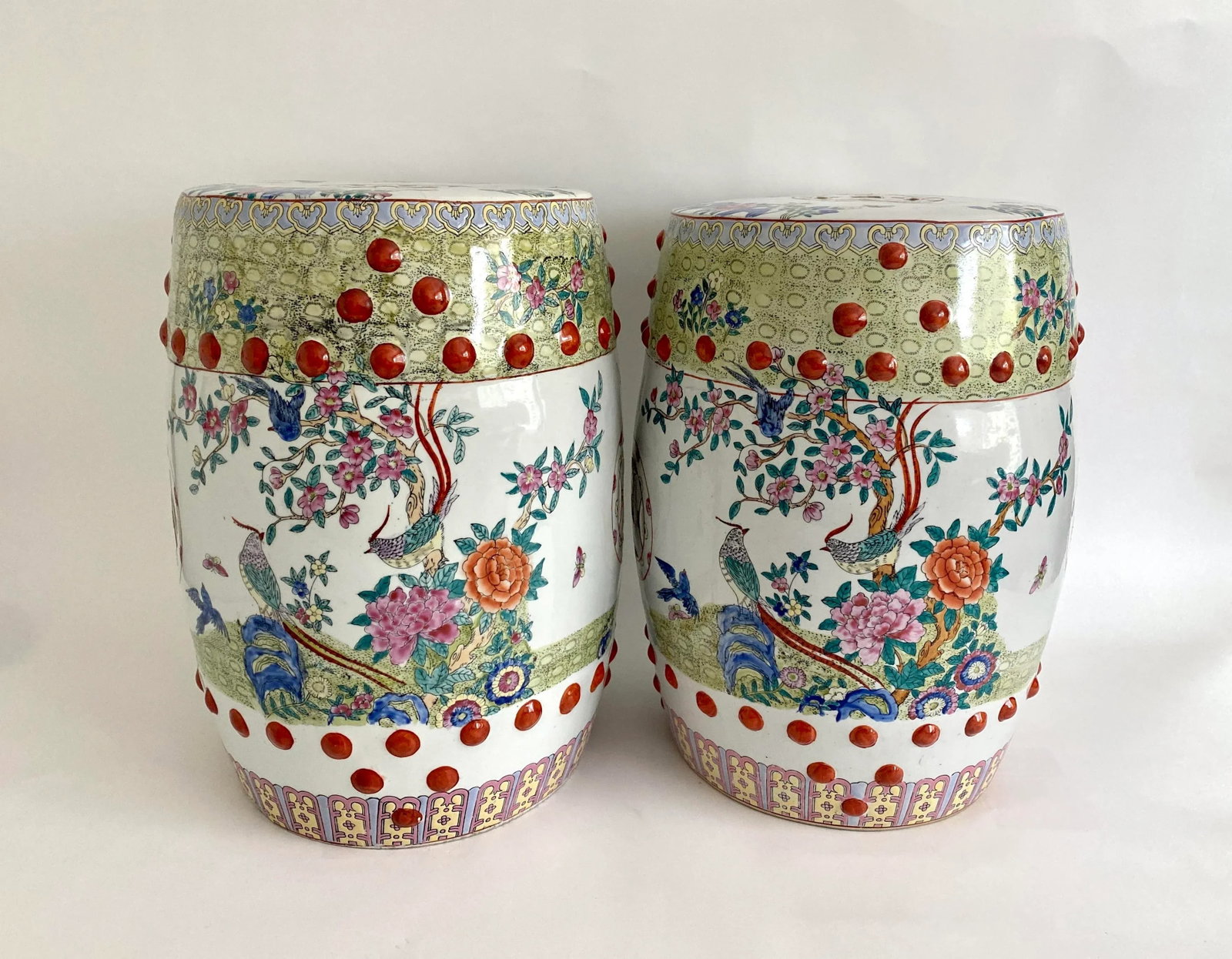 Chinese Famille Rose Garden Seat Circa 1900 - A Pair - 4