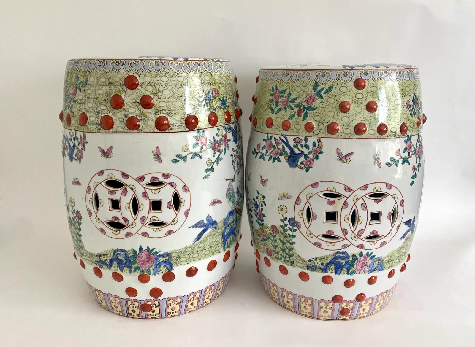 Chinese Famille Rose Garden Seat Circa 1900 - A Pair - 6