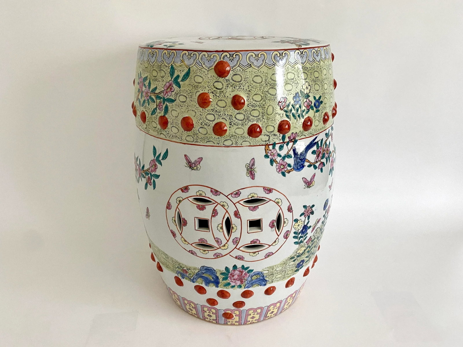 Chinese Famille Rose Garden Seat Circa 1900 - A Pair - 8
