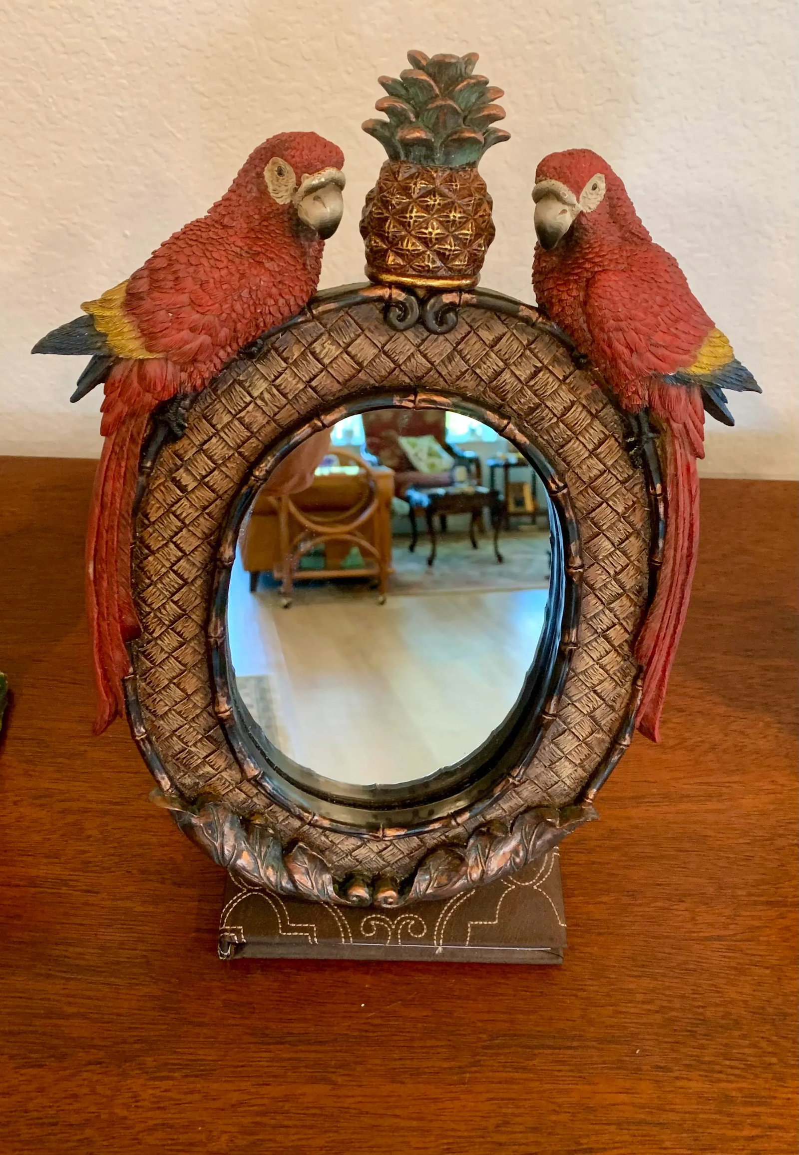 Vintage Parrot Standing Vanity Mirror - 2