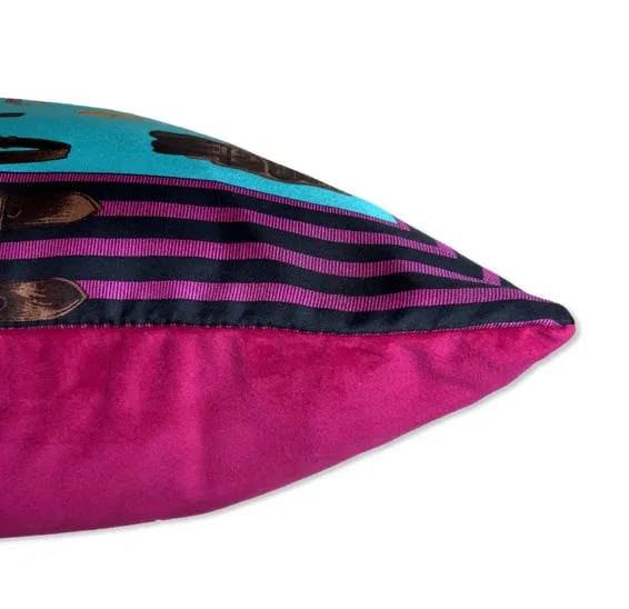 Ralph Lauren Equestrian Turquoise Vintage Silk Scarf Pillow - 2