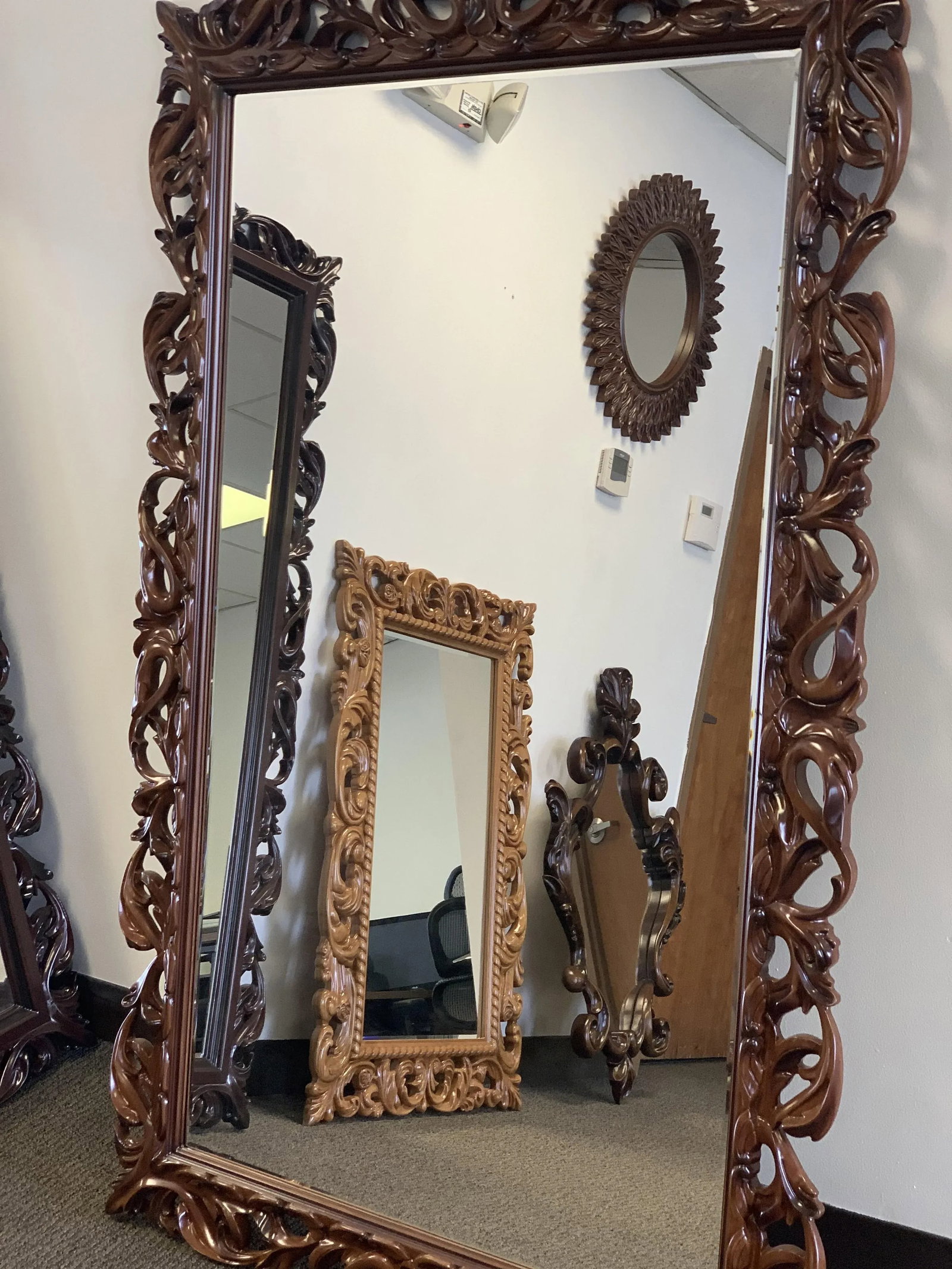 Cherry Traditional Beveled Accent Mirror - 10