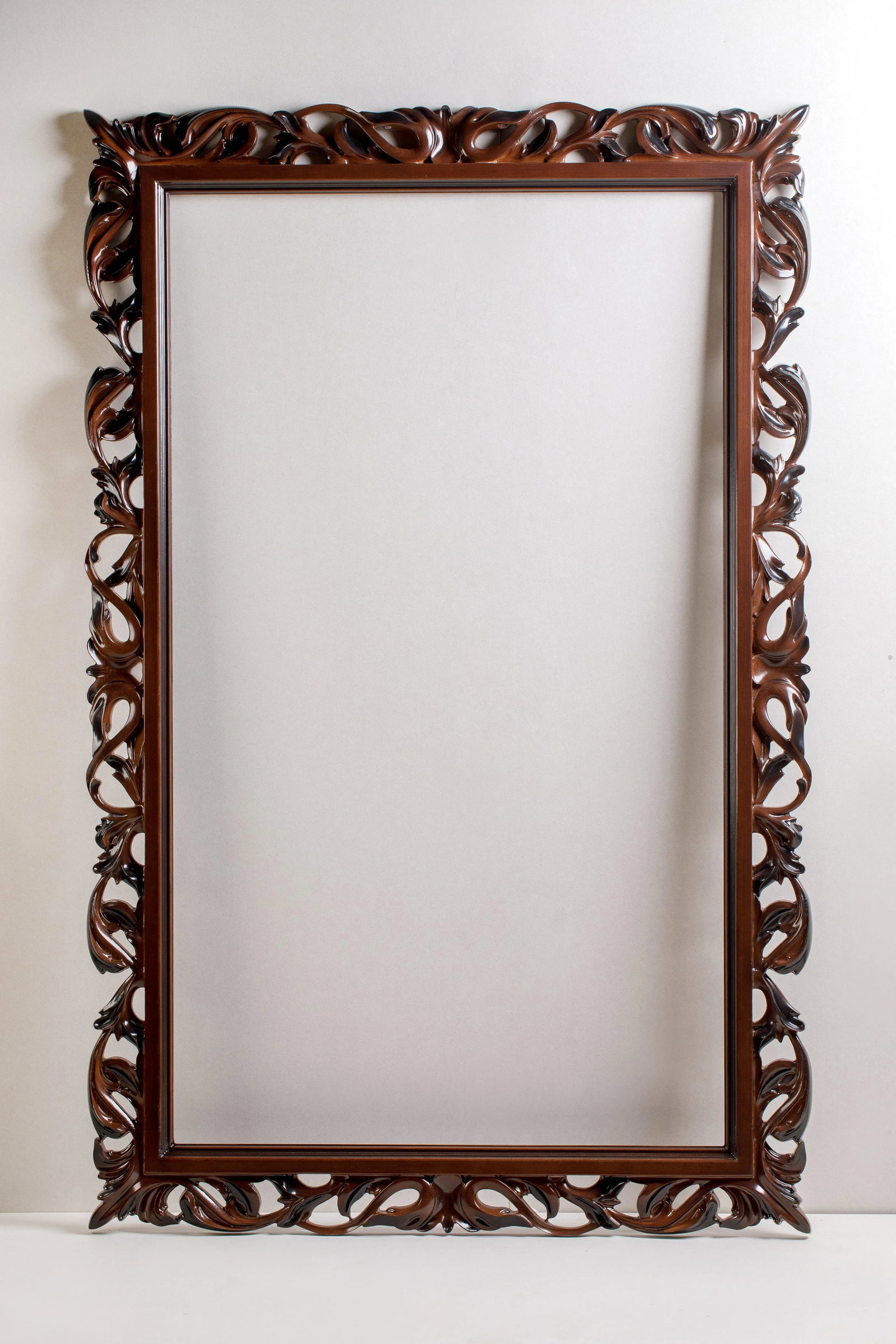Cherry Traditional Beveled Accent Mirror - 2