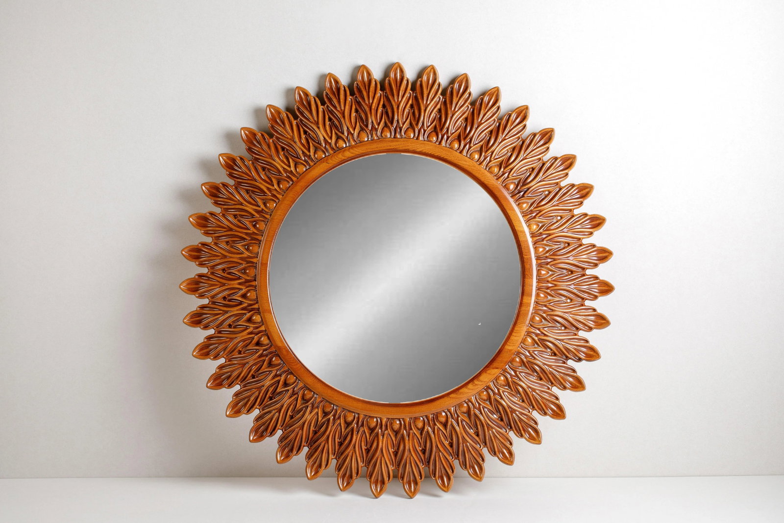 Hand Carved Ash Wood 'Monica' Mirror - 10