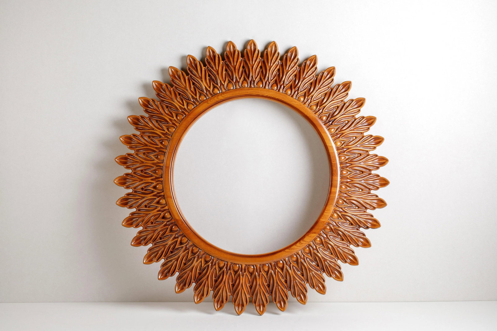 Hand Carved Ash Wood 'Monica' Mirror - 2