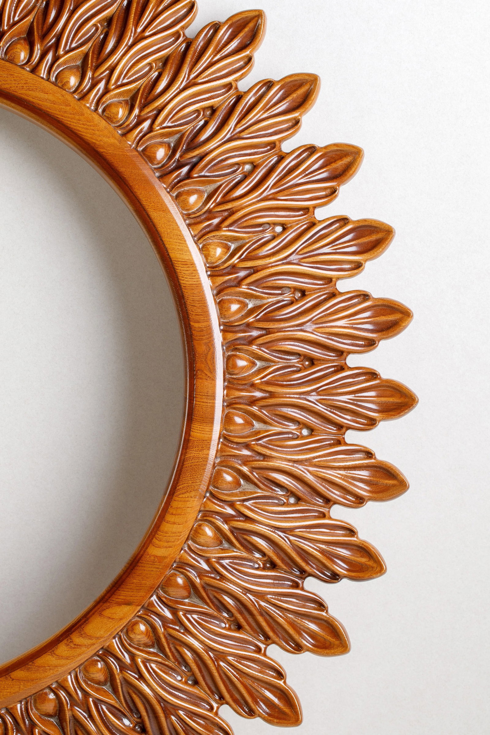 Hand Carved Ash Wood 'Monica' Mirror - 3