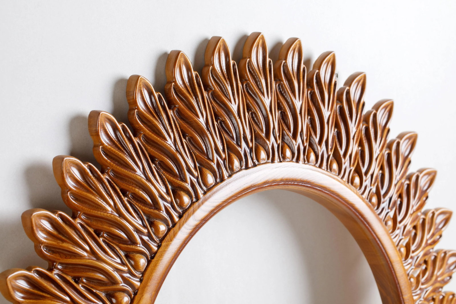 Hand Carved Ash Wood 'Monica' Mirror - 5
