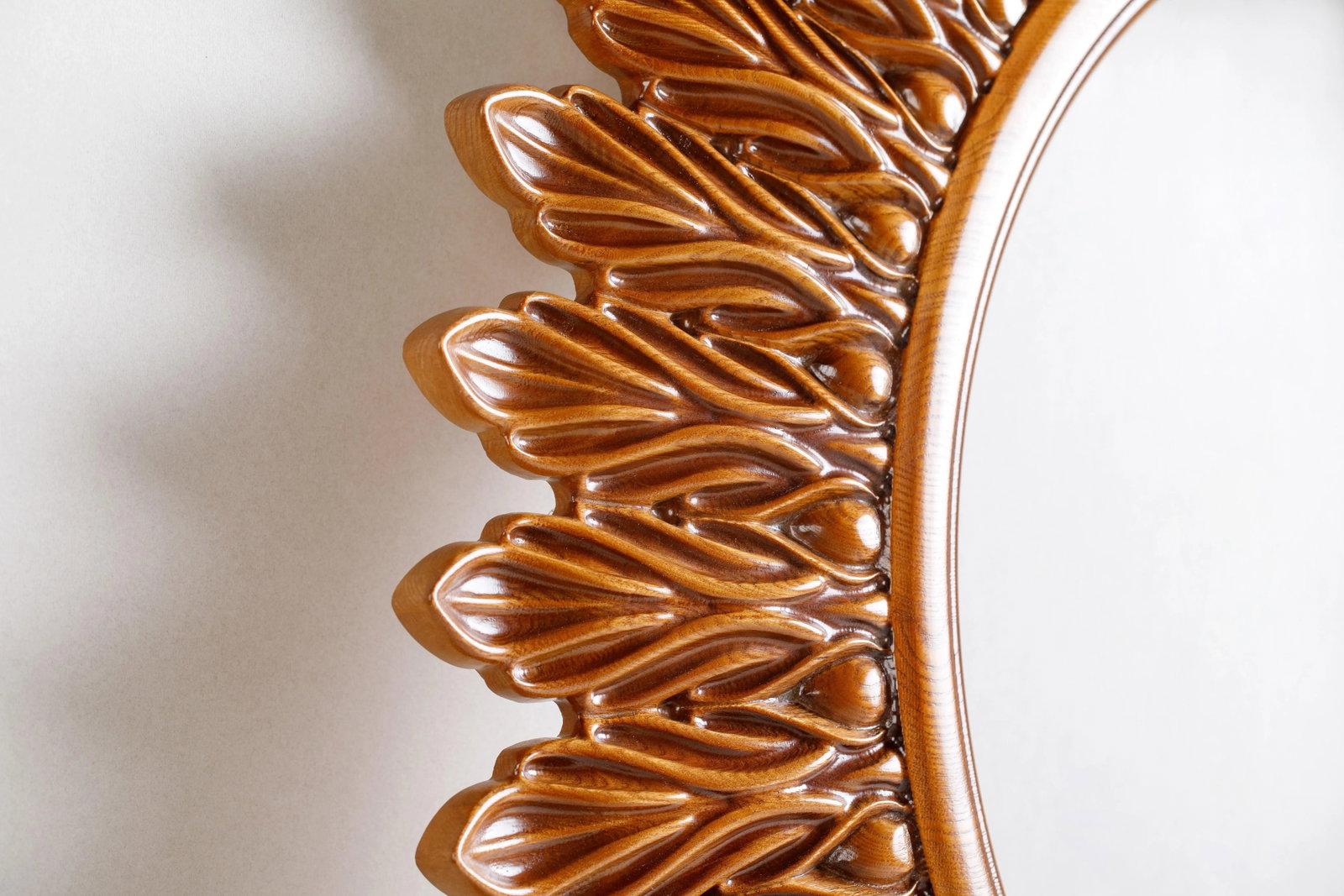 Hand Carved Ash Wood 'Monica' Mirror - 6