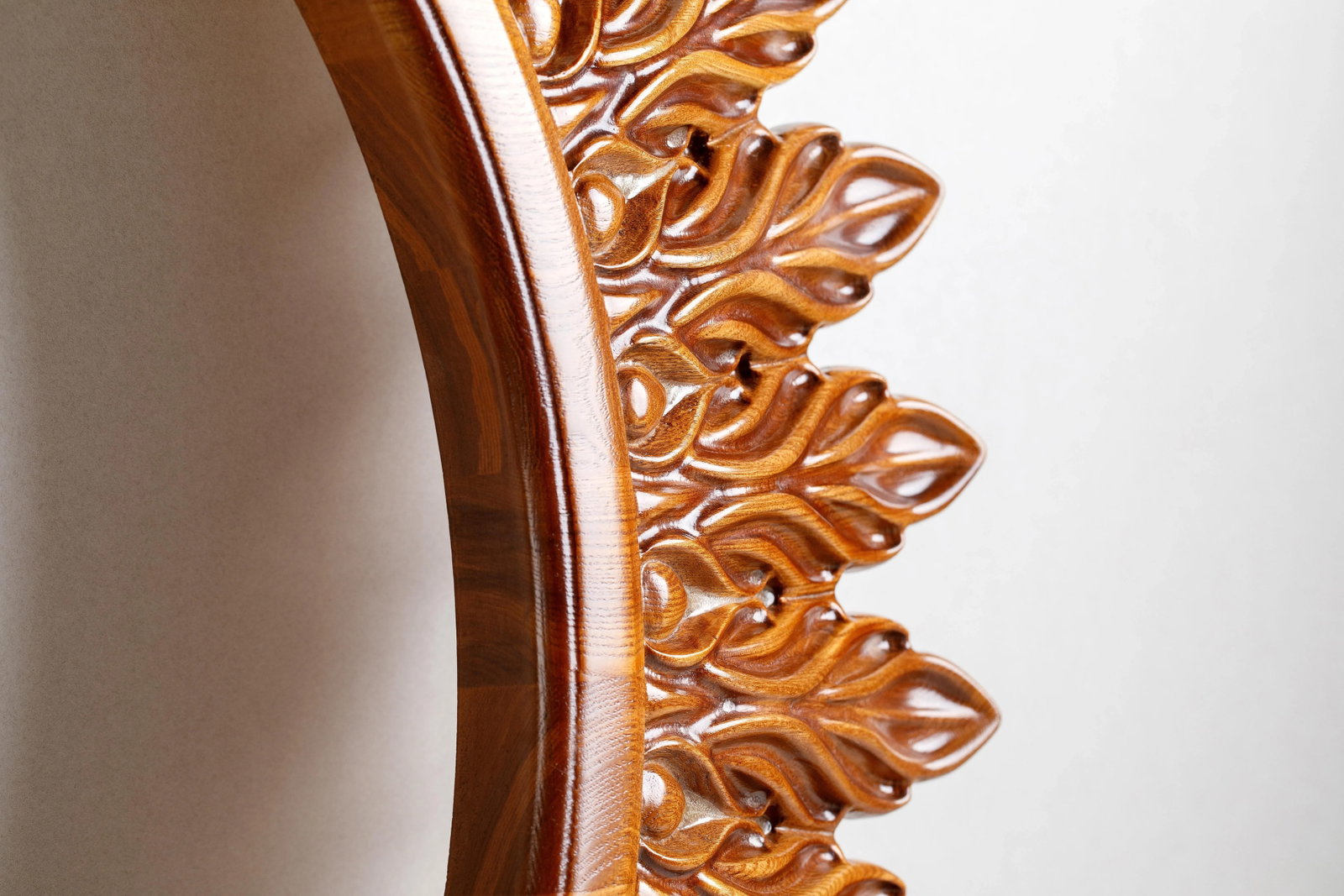 Hand Carved Ash Wood 'Monica' Mirror - 7
