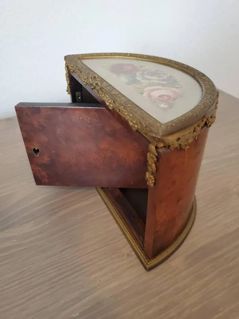 19th Century French Belle Epoch Revolving Door Demilune Decorative Box - 4