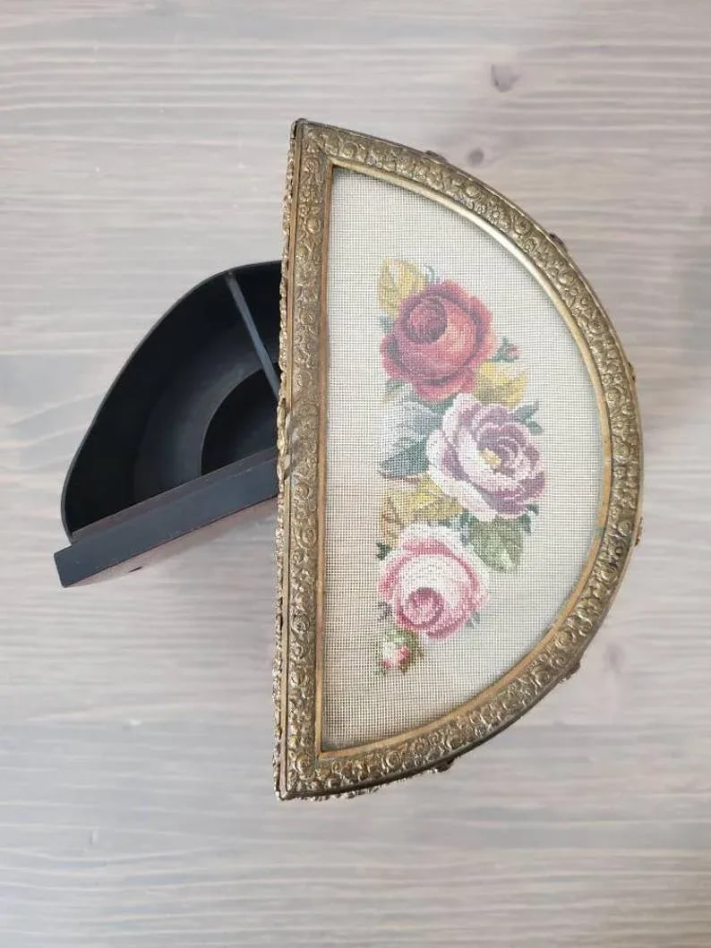 19th Century French Belle Epoch Revolving Door Demilune Decorative Box - 7
