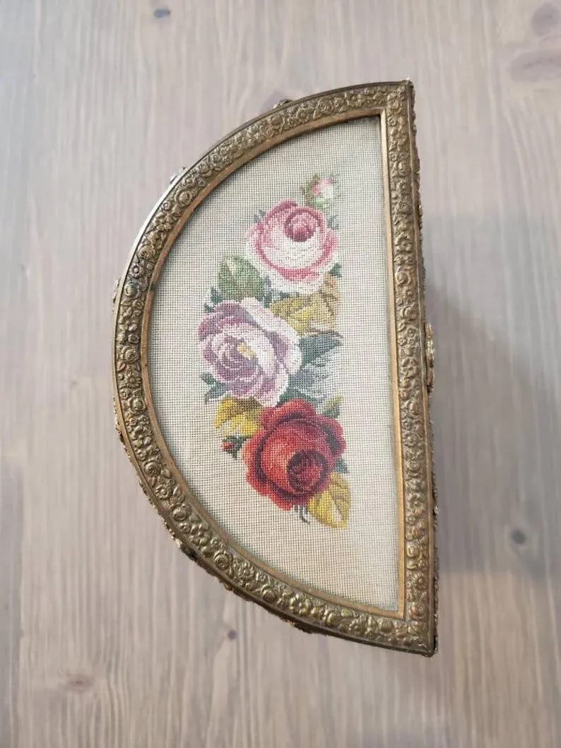 19th Century French Belle Epoch Revolving Door Demilune Decorative Box - 8