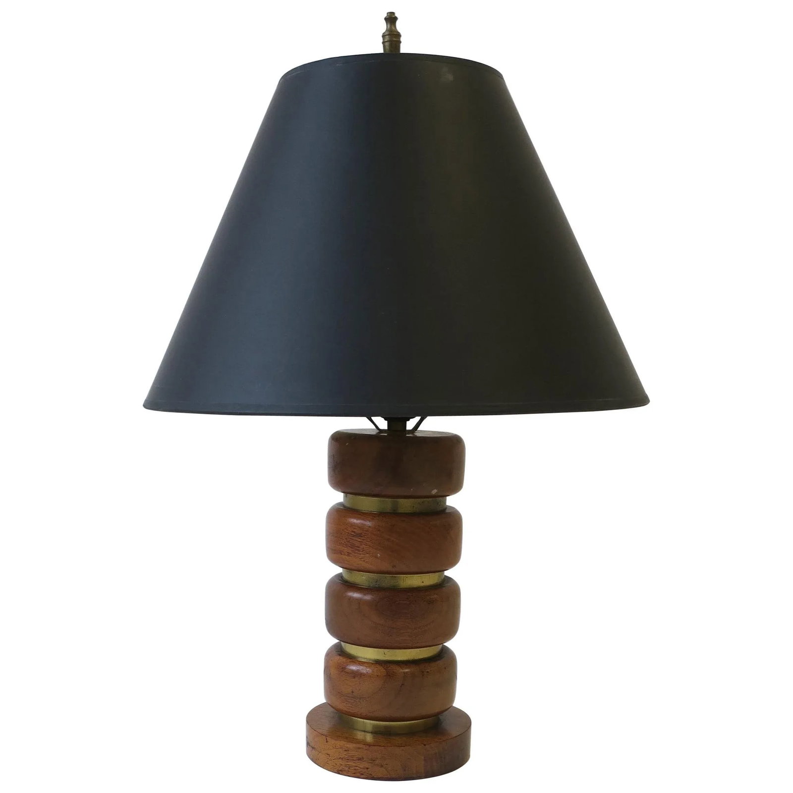 Midcentury Modern Walnut Wood and Brass Table or Desk Lamp - 13
