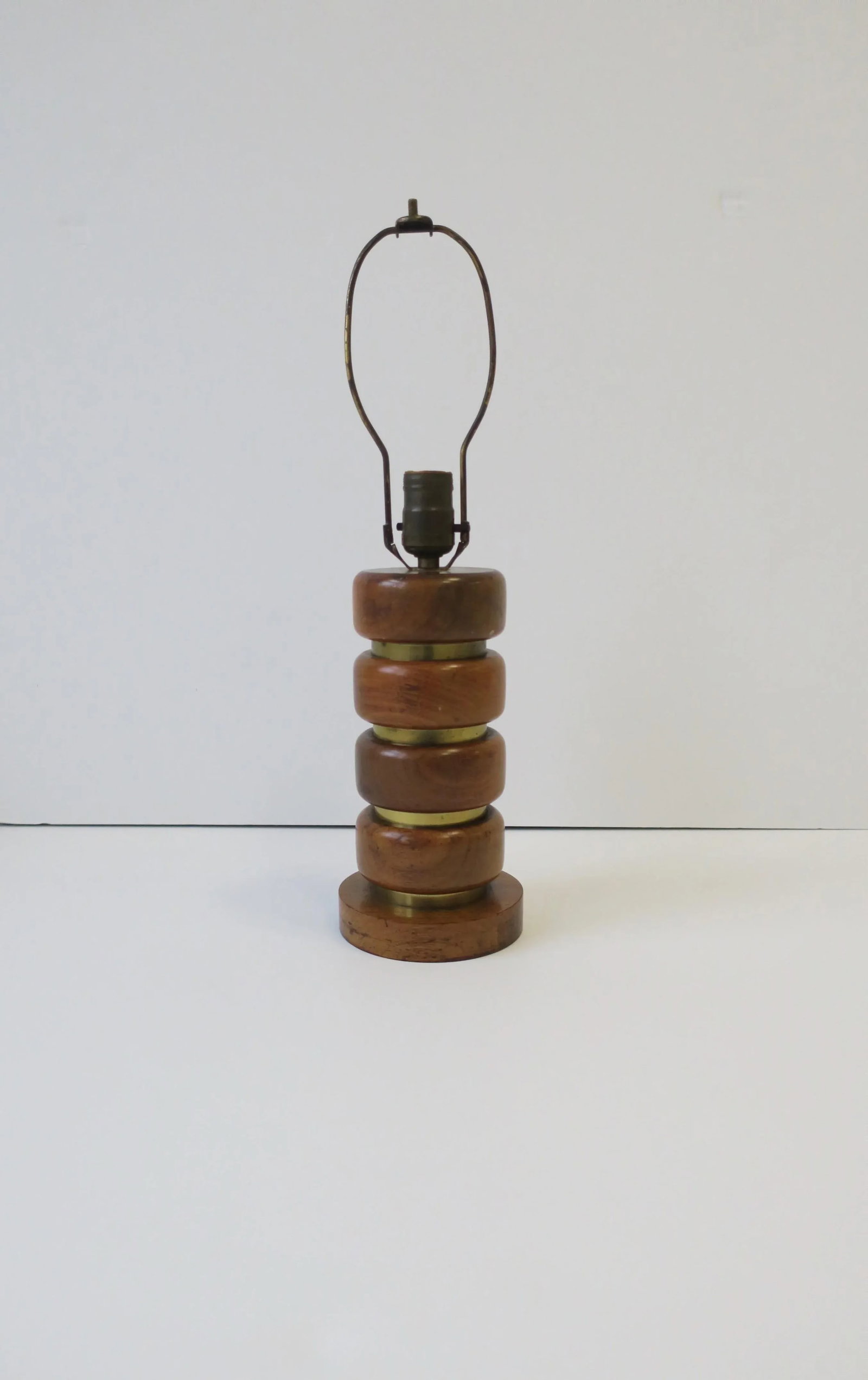 Midcentury Modern Walnut Wood and Brass Table or Desk Lamp - 6